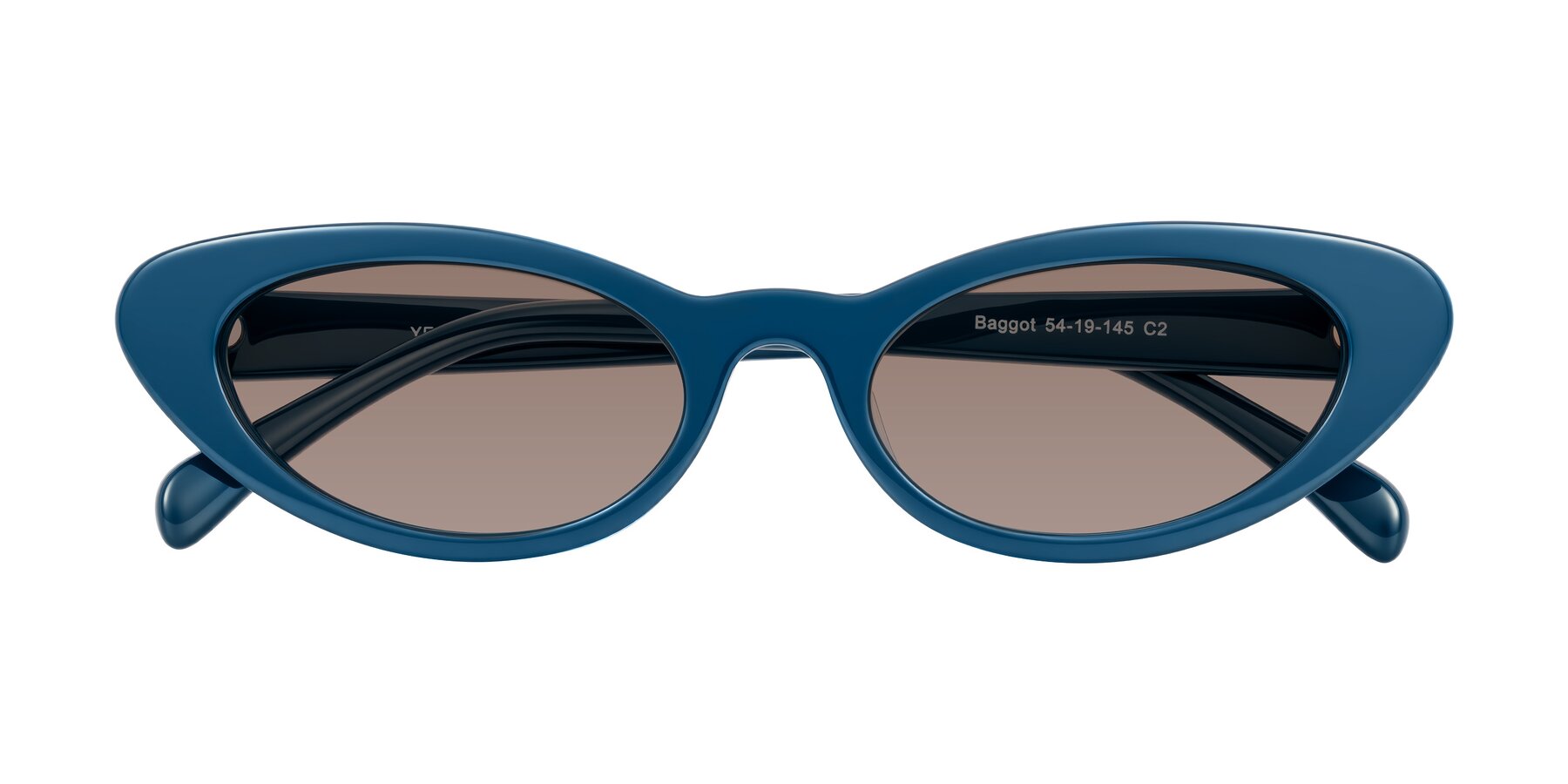 Folded Front of Baggot in Yale Blue with Medium Brown Tinted Lenses