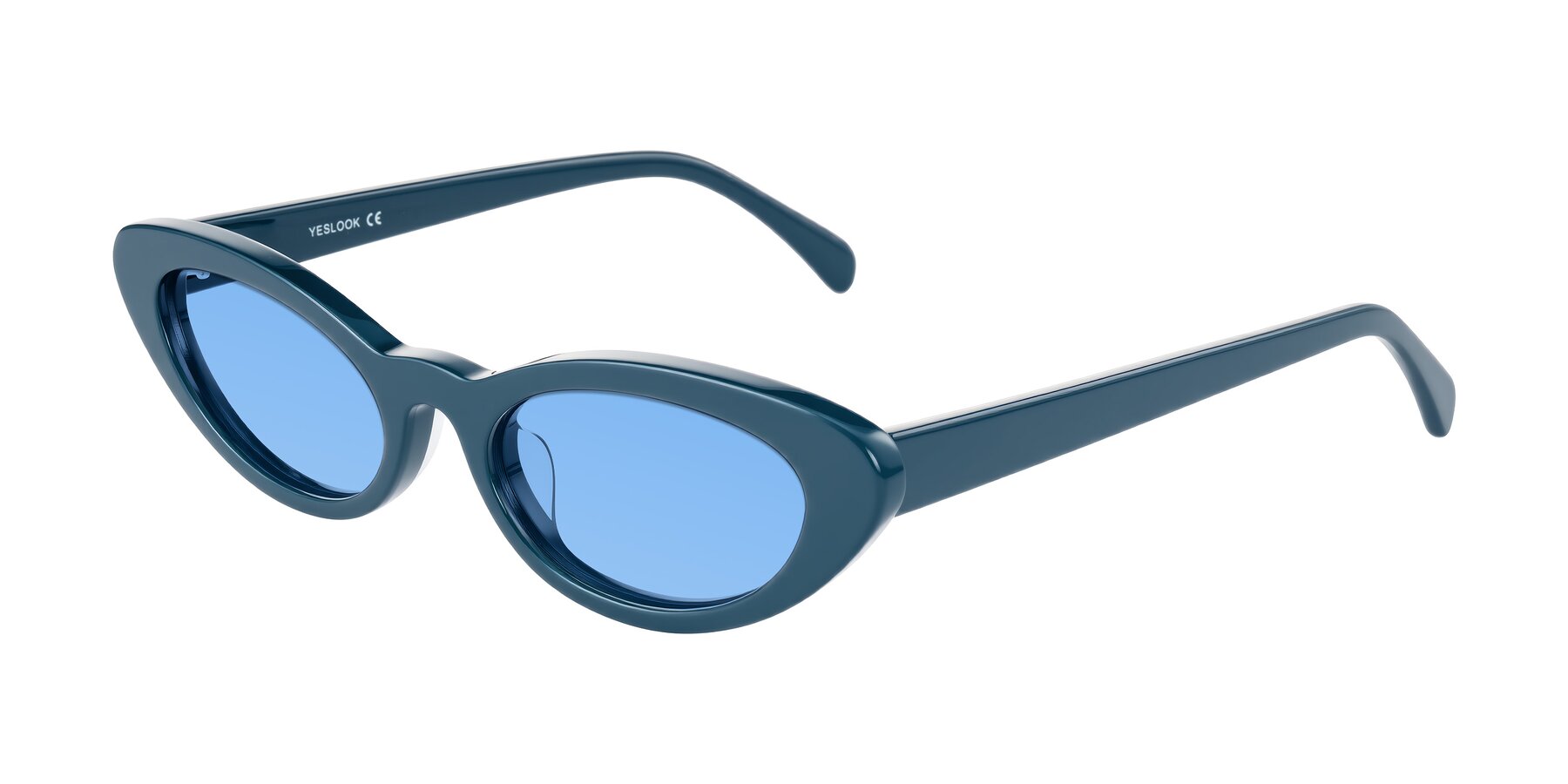Angle of Baggot in Yale Blue with Medium Blue Tinted Lenses