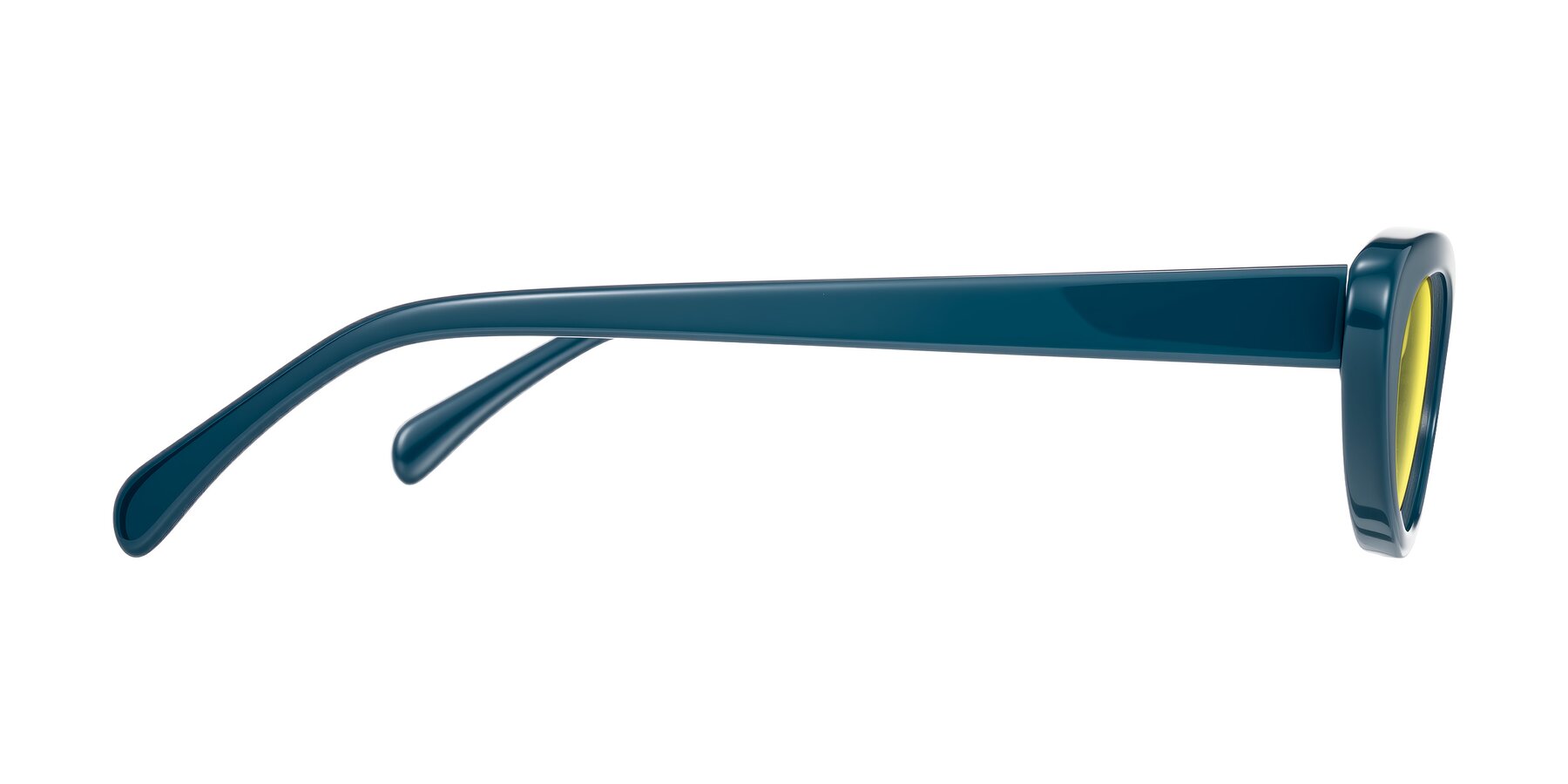 Side of Baggot in Peacock Blue with Medium Yellow Tinted Lenses