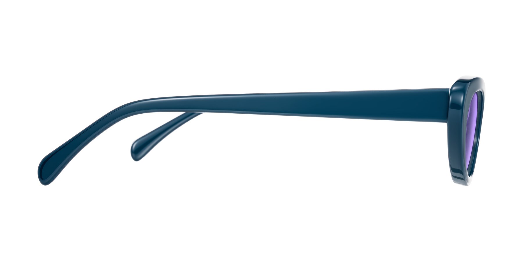 Side of Baggot in Yale Blue with Medium Purple Tinted Lenses