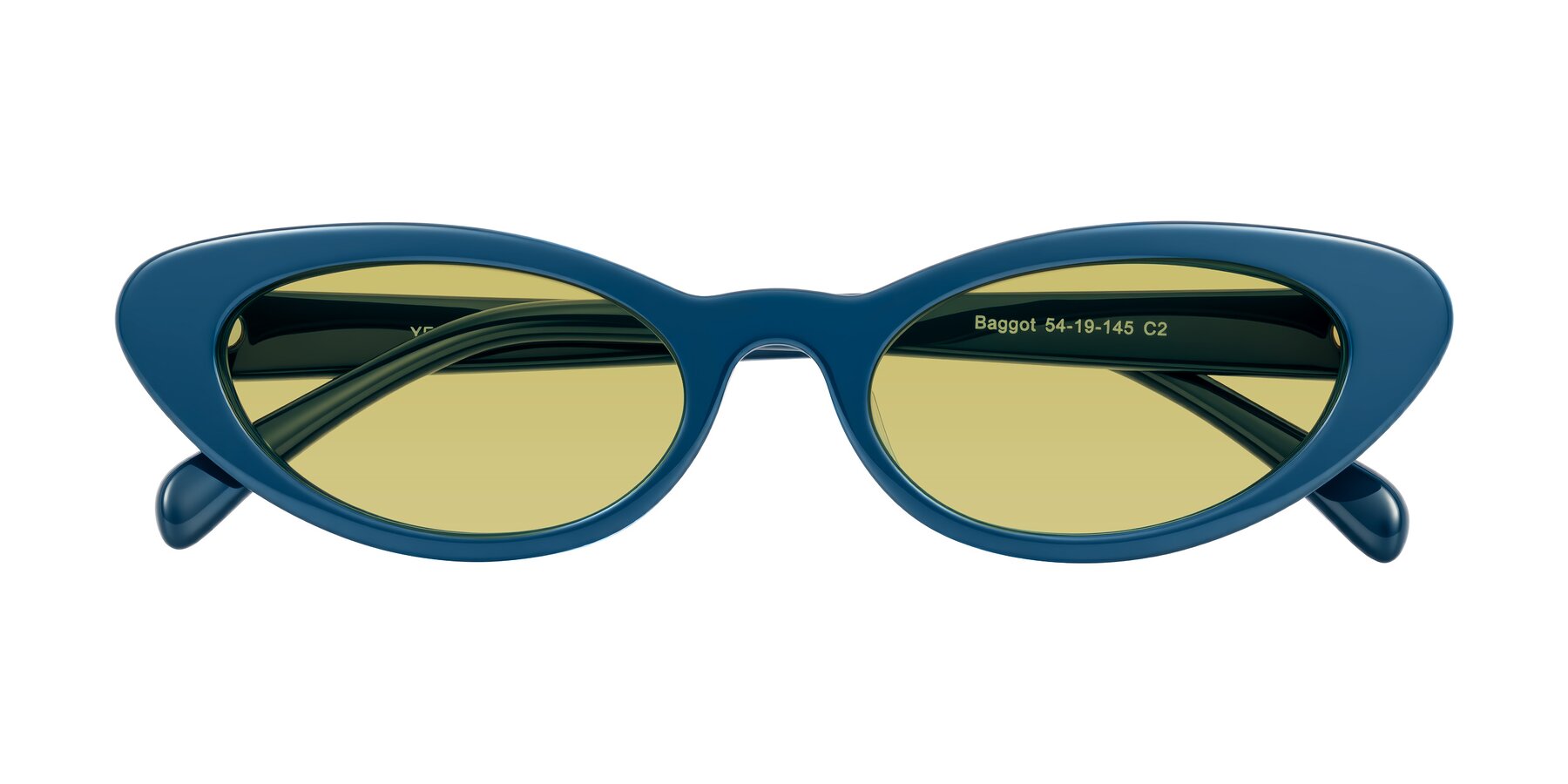 Folded Front of Baggot in Yale Blue with Medium Champagne Tinted Lenses