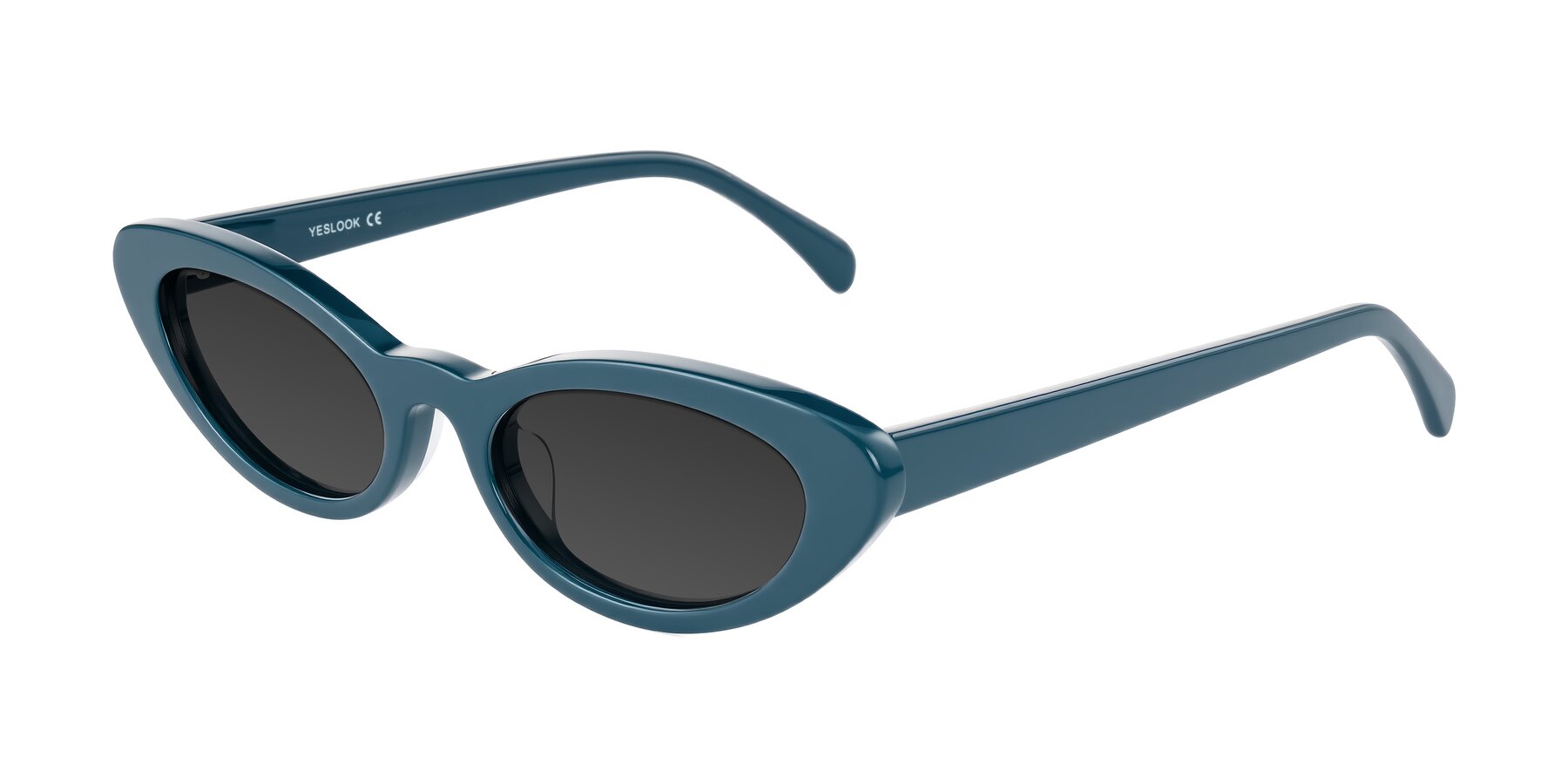 Angle of Baggot in Peacock Blue with Gray Tinted Lenses