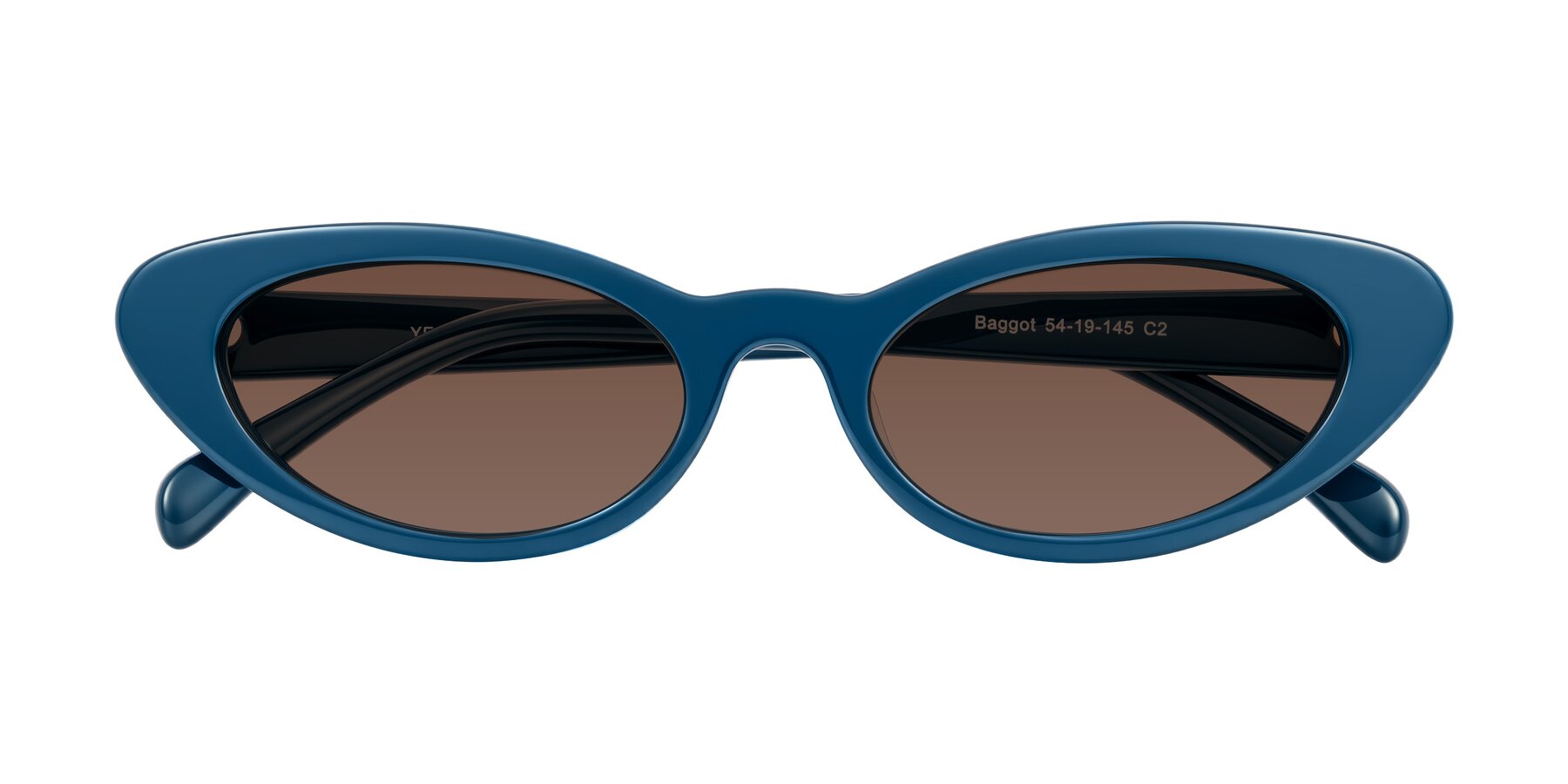 Folded Front of Baggot in Yale Blue with Brown Tinted Lenses