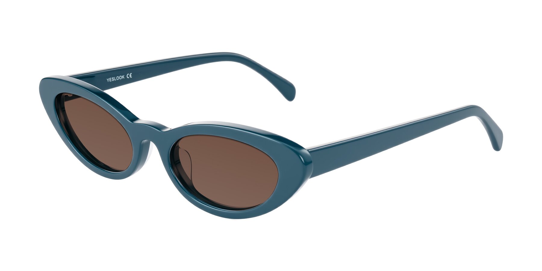 Angle of Baggot in Peacock Blue with Brown Tinted Lenses