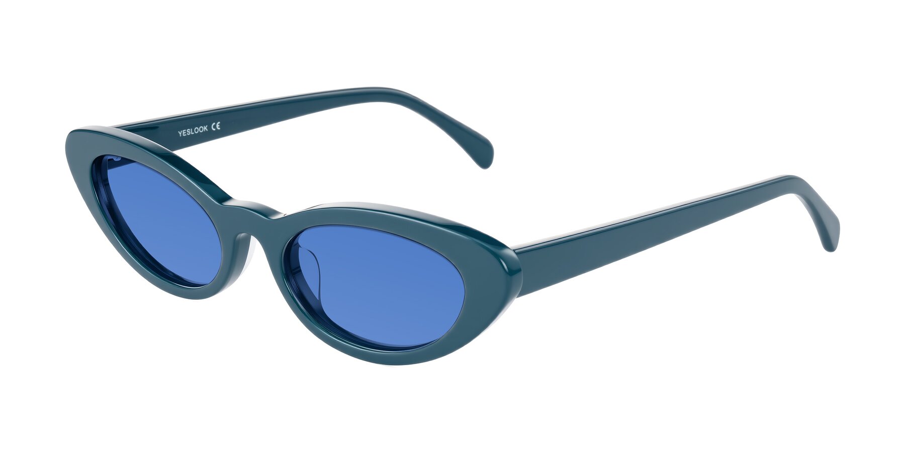 Angle of Baggot in Peacock Blue with Blue Tinted Lenses