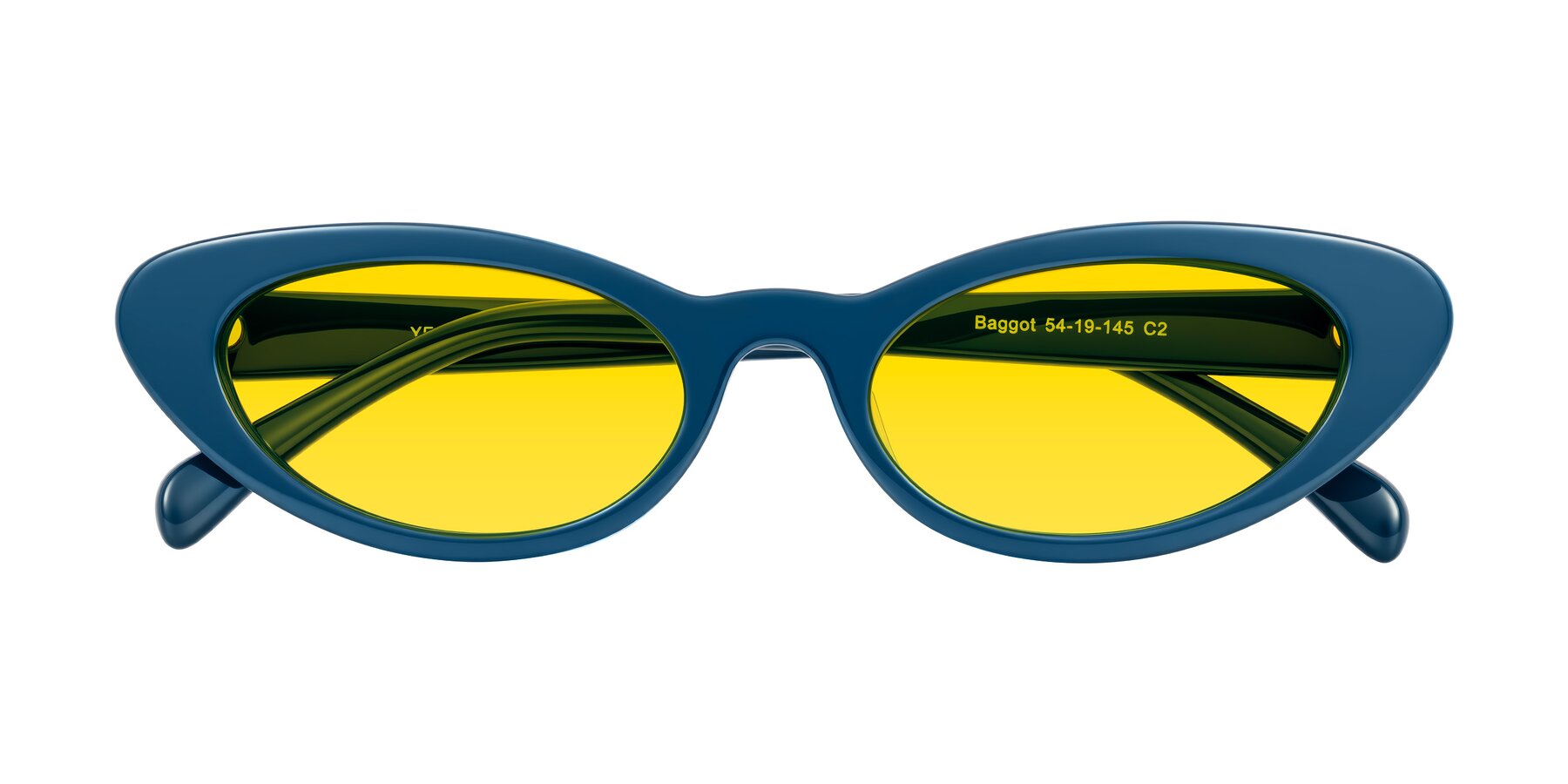 Folded Front of Baggot in Yale Blue with Yellow Tinted Lenses