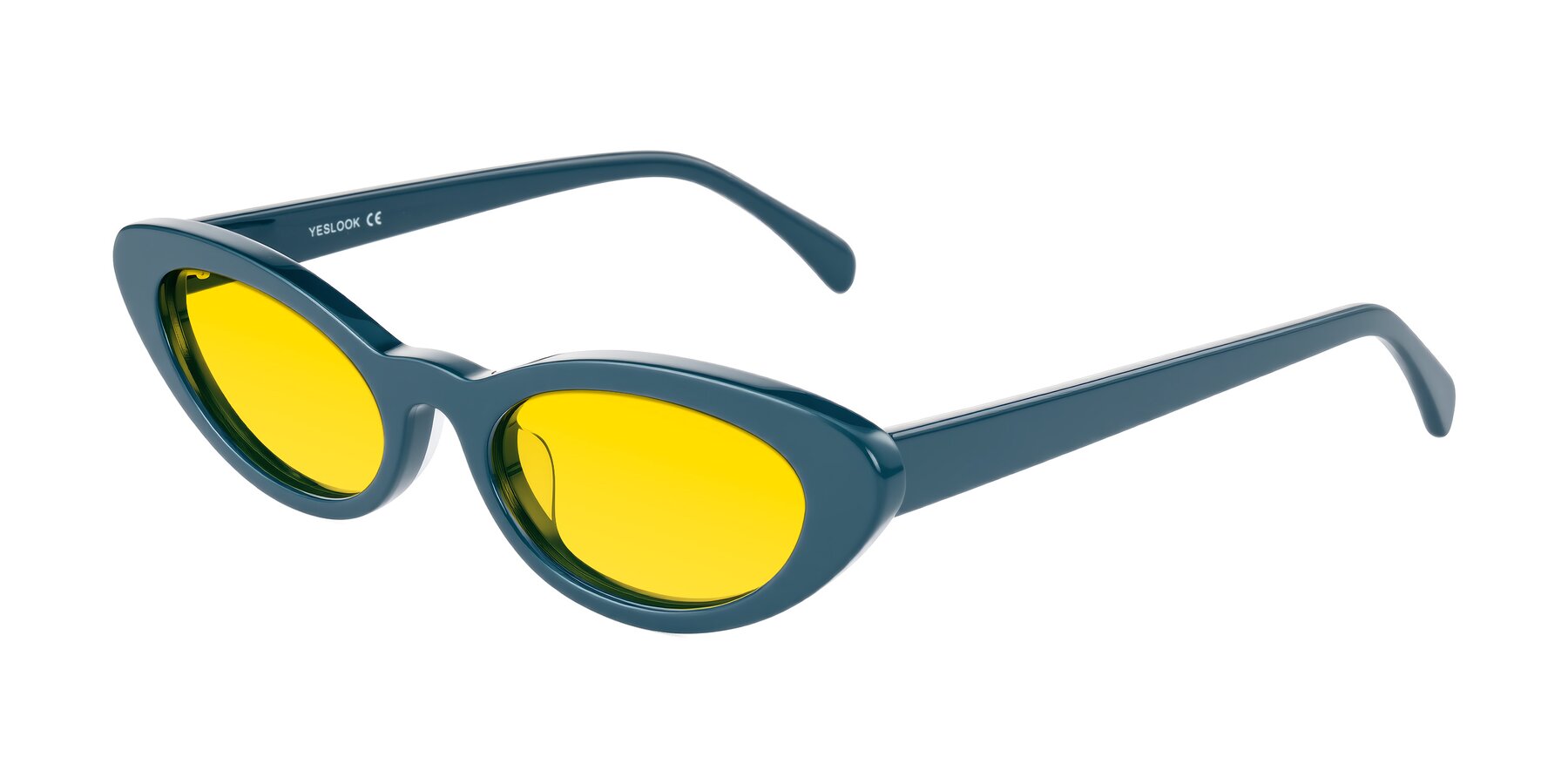 Angle of Baggot in Peacock Blue with Yellow Tinted Lenses