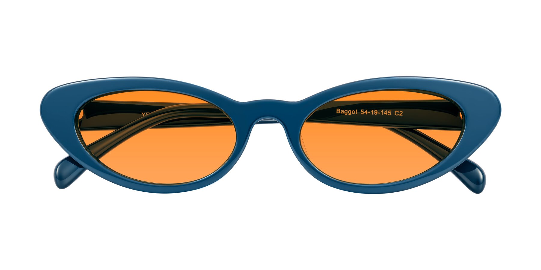 Folded Front of Baggot in Yale Blue with Orange Tinted Lenses