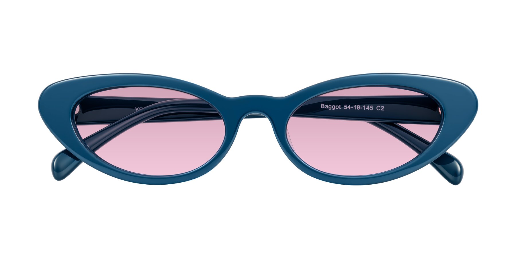 Folded Front of Baggot in Yale Blue with Light Wine Tinted Lenses