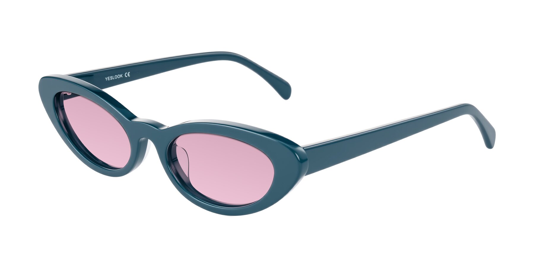 Angle of Baggot in Peacock Blue with Light Wine Tinted Lenses