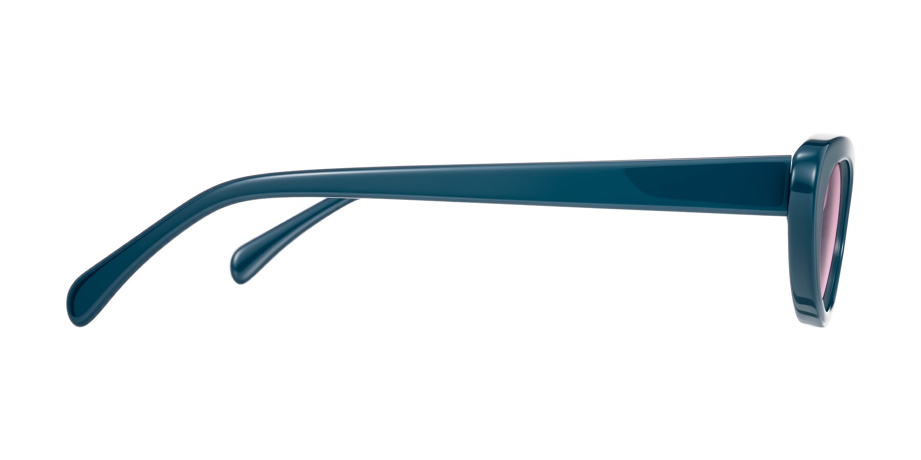 Side of Baggot in Peacock Blue with Light Wine Tinted Lenses