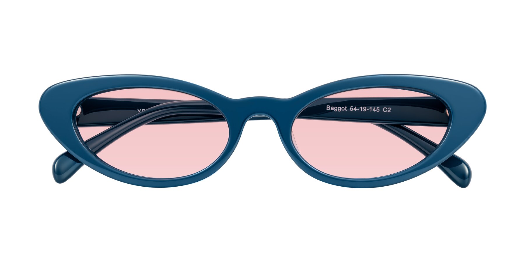 Folded Front of Baggot in Yale Blue with Light Garnet Tinted Lenses