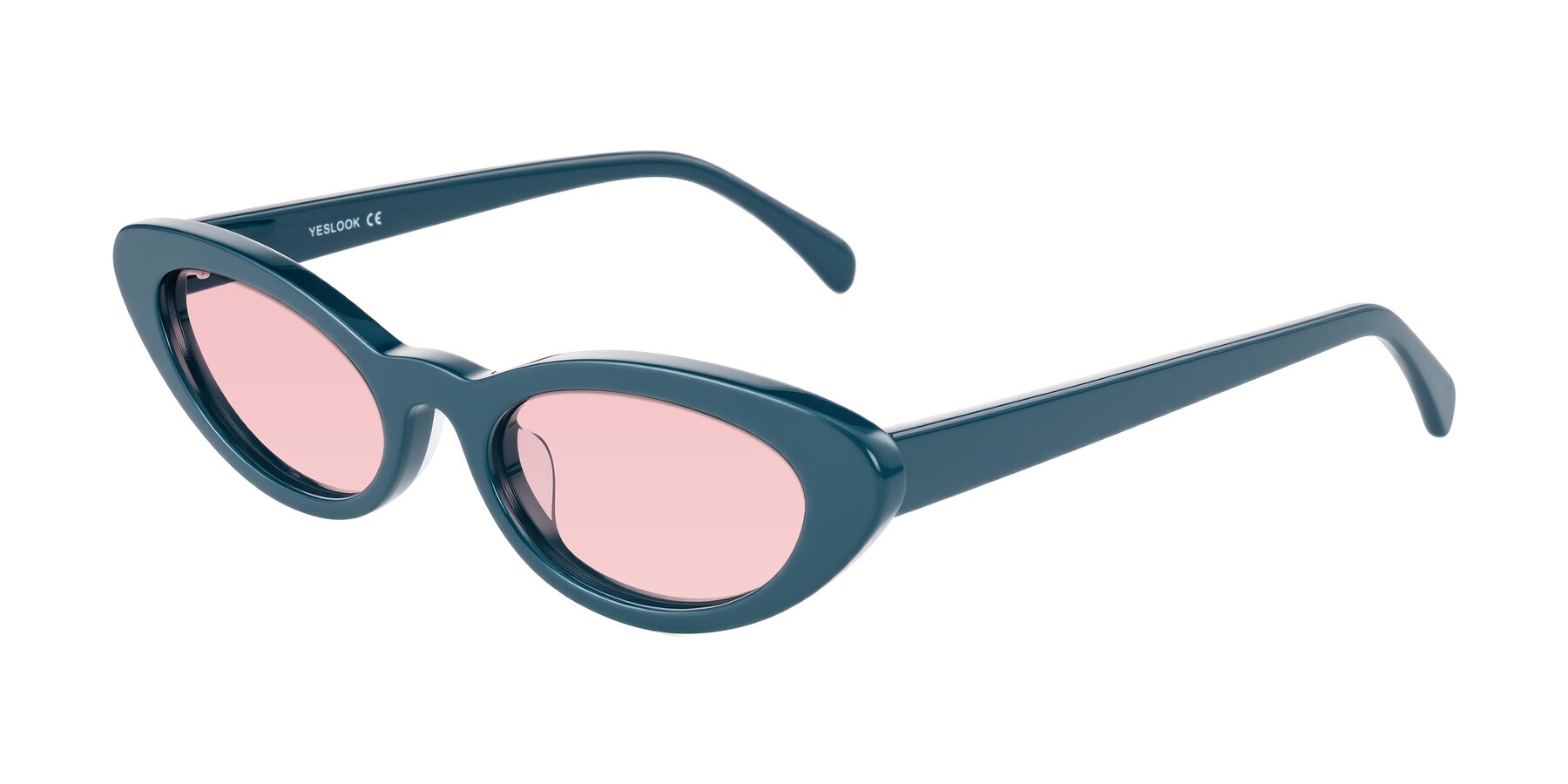 Angle of Baggot in Peacock Blue with Light Garnet Tinted Lenses