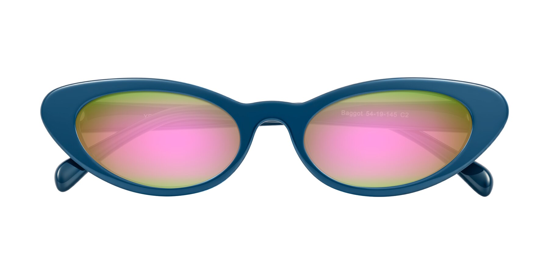 Folded Front of Baggot in Yale Blue with Pink Mirrored Lenses