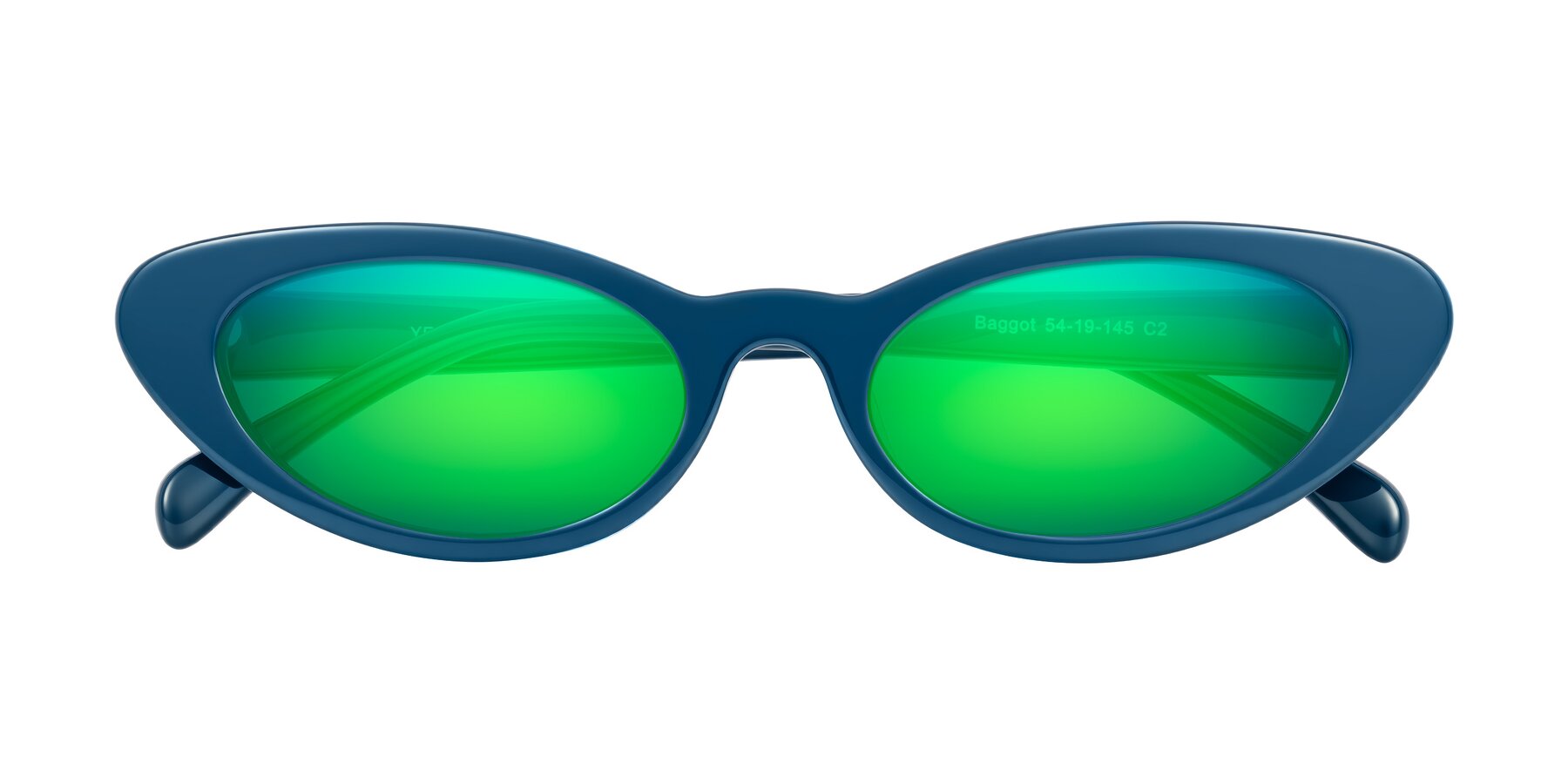 Folded Front of Baggot in Yale Blue with Green Mirrored Lenses