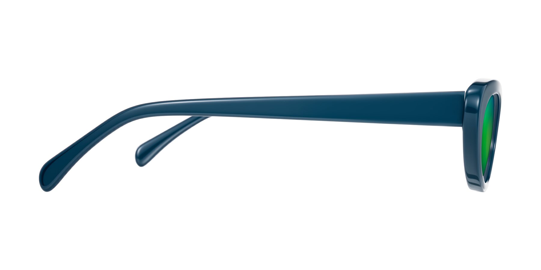 Side of Baggot in Yale Blue with Green Mirrored Lenses