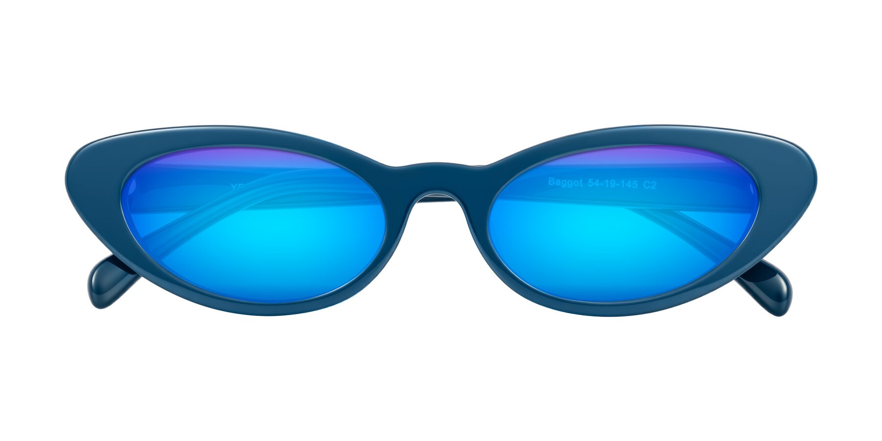 Folded Front of Baggot in Yale Blue with Blue Mirrored Lenses