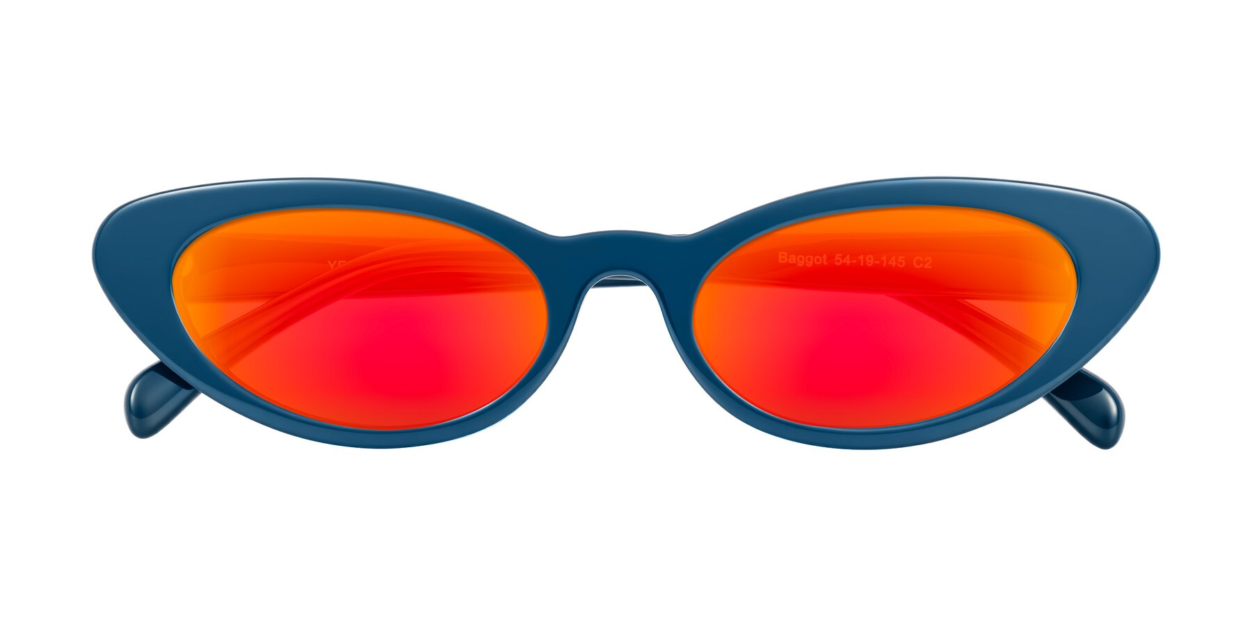 Folded Front of Baggot in Yale Blue with Red Gold Mirrored Lenses
