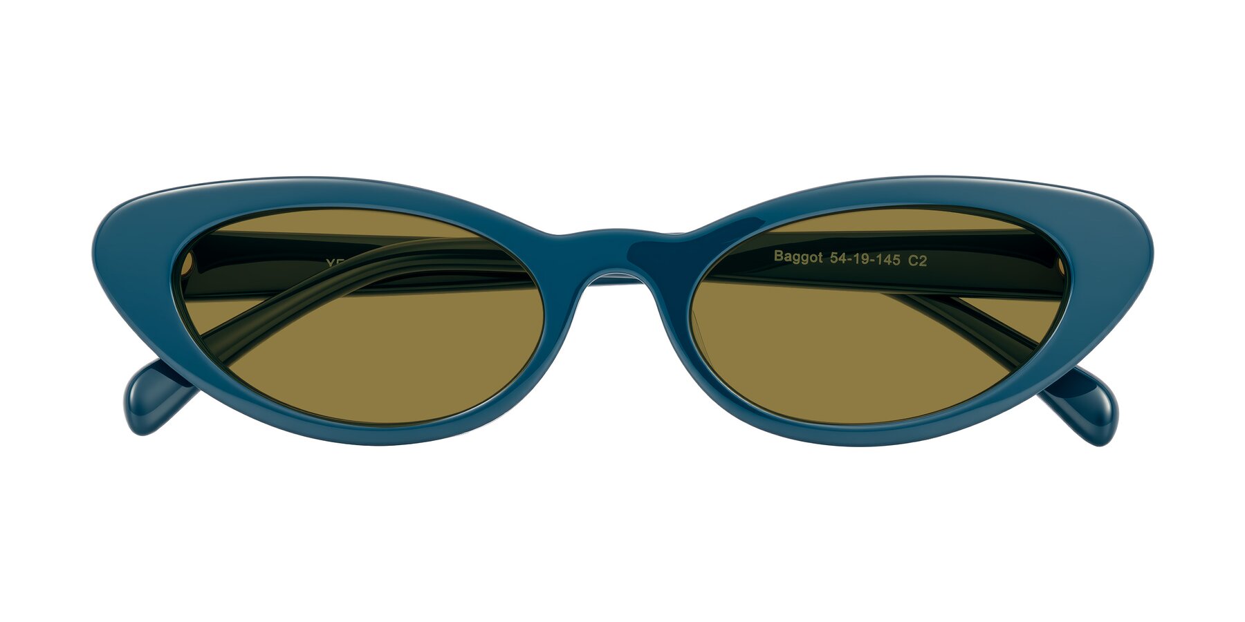 Folded Front of Baggot in Peacock Blue with Brown Polarized Lenses