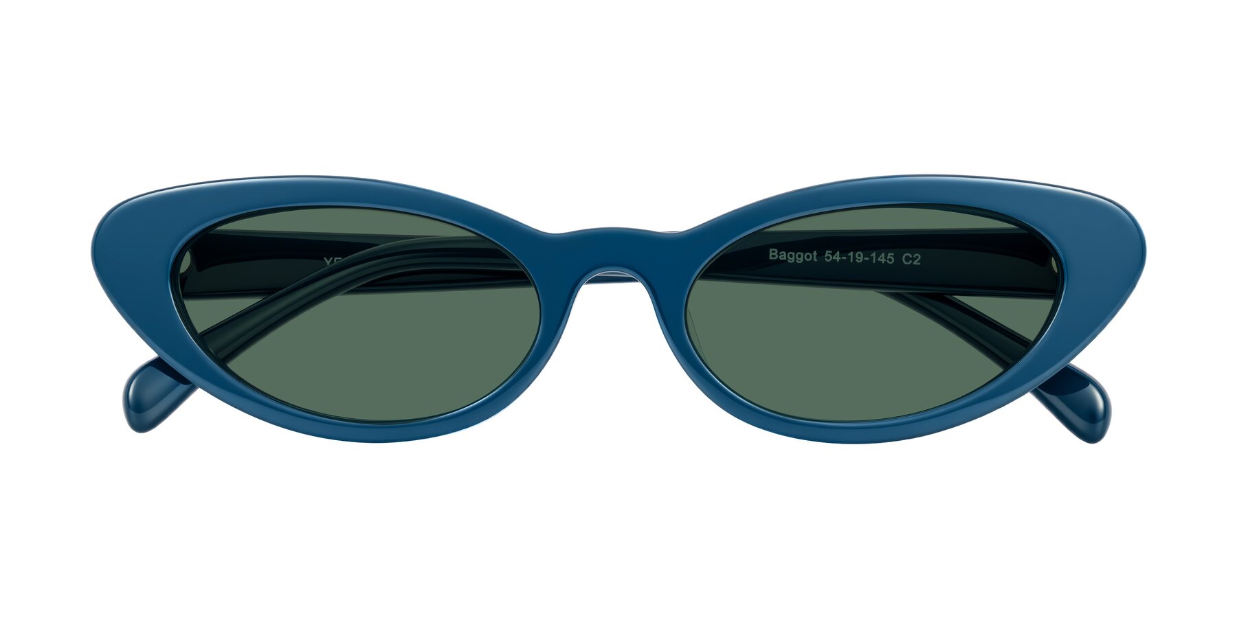Folded Front of Baggot in Yale Blue with Green Polarized Lenses