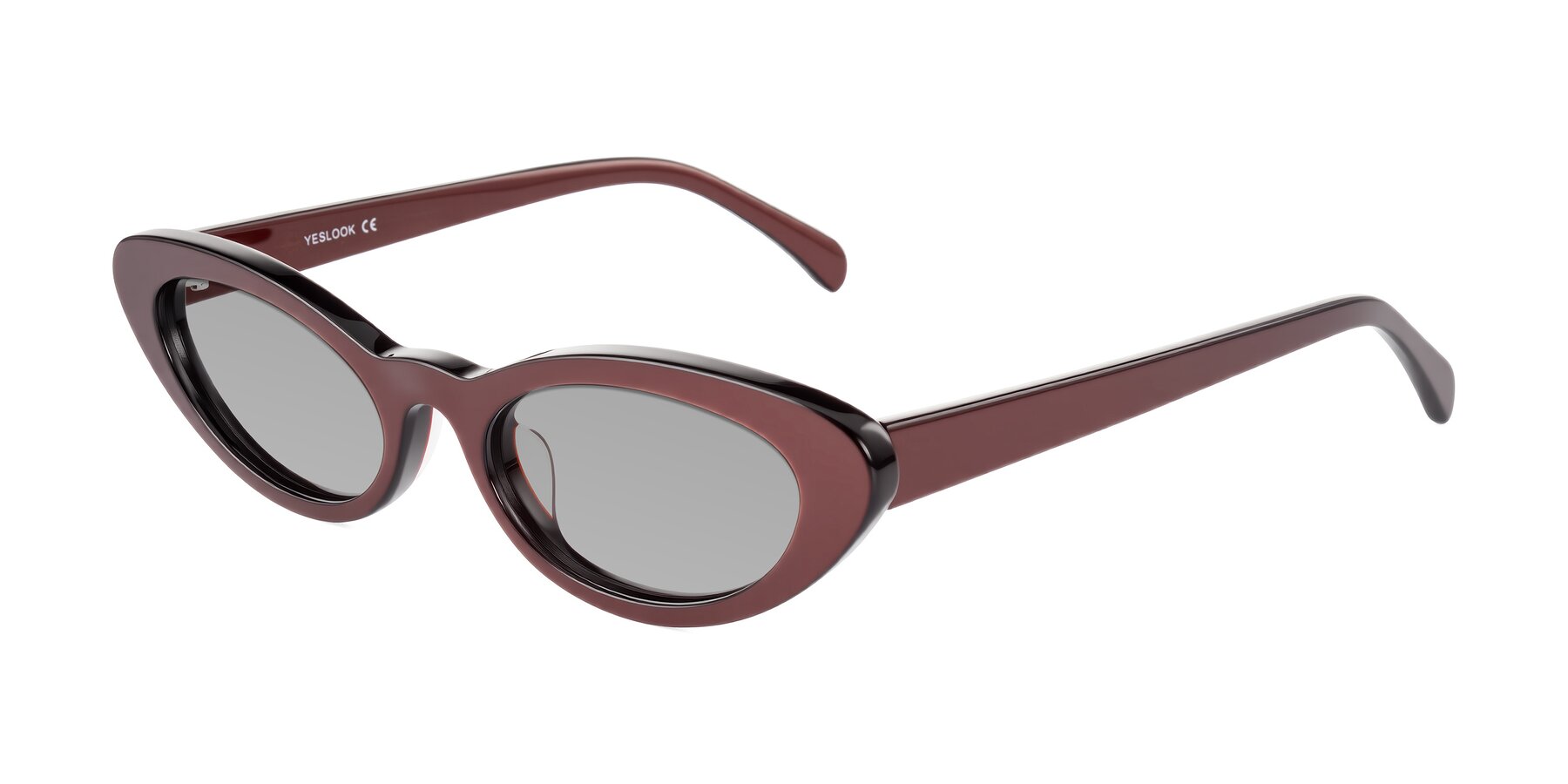 Angle of Baggot in Pearlescent Burgundy with Light Gray Tinted Lenses