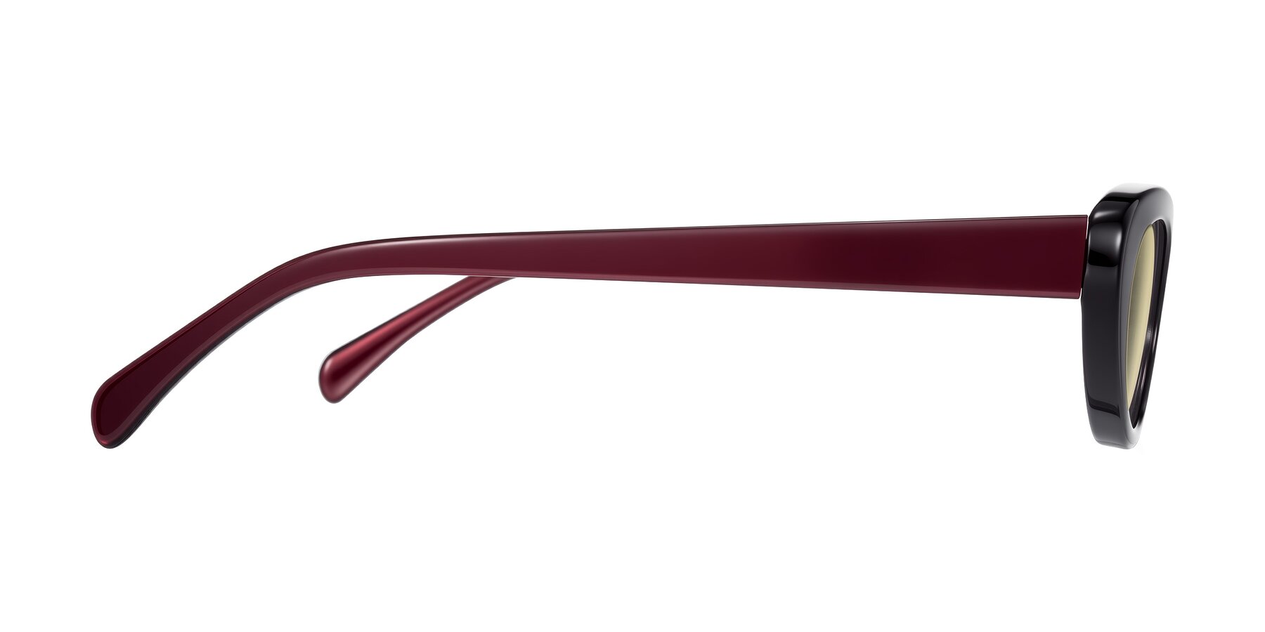 Side of Baggot in Pearlescent Burgundy with Light Champagne Tinted Lenses