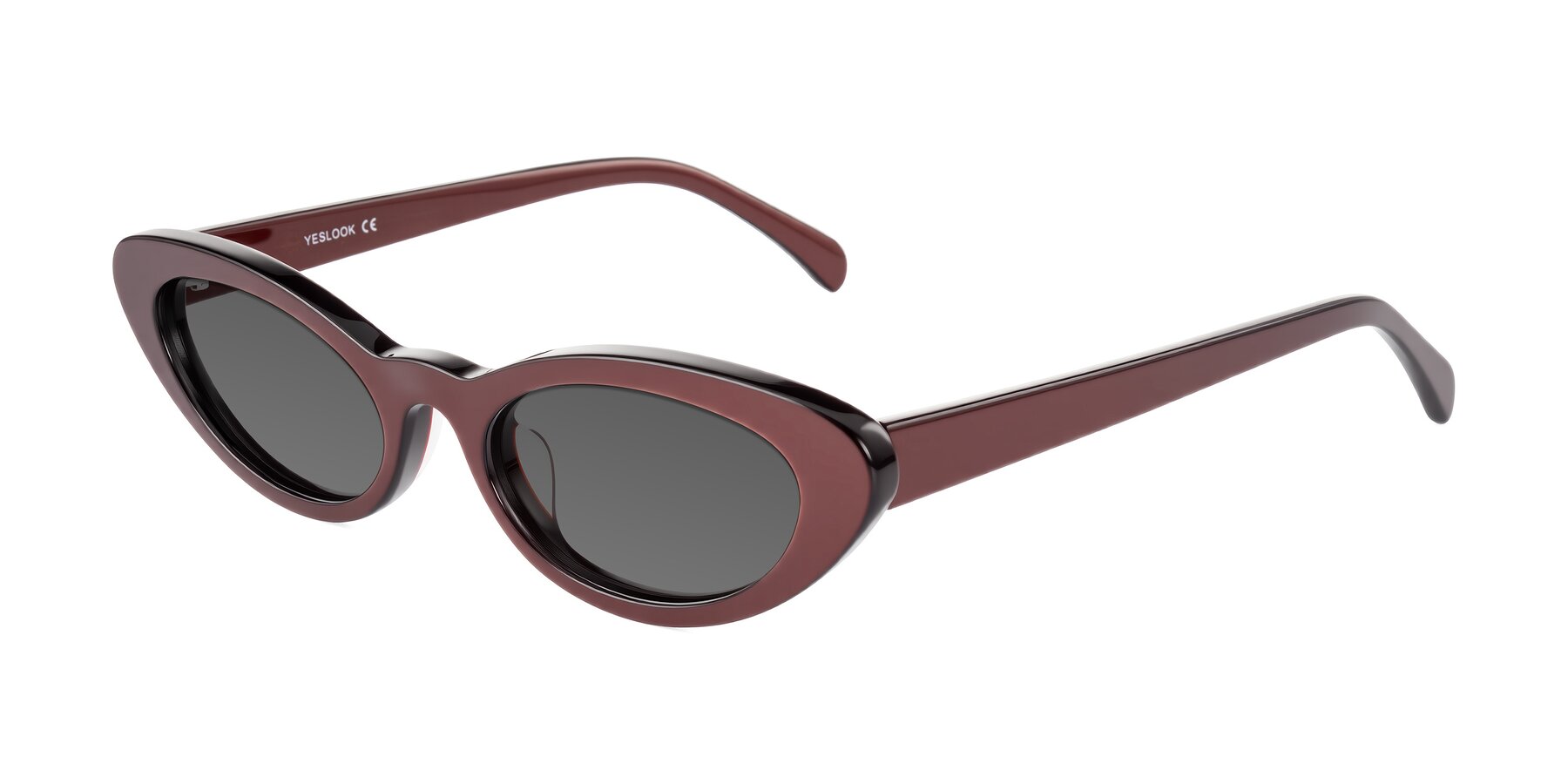 Angle of Baggot in Pearlescent Burgundy with Medium Gray Tinted Lenses
