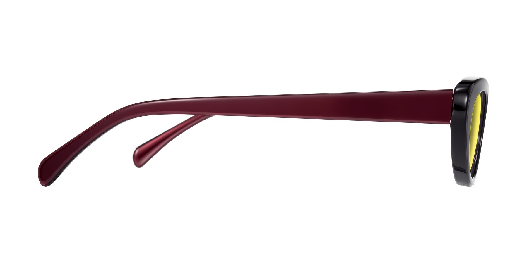 Side of Baggot in Pearlescent Burgundy with Medium Yellow Tinted Lenses