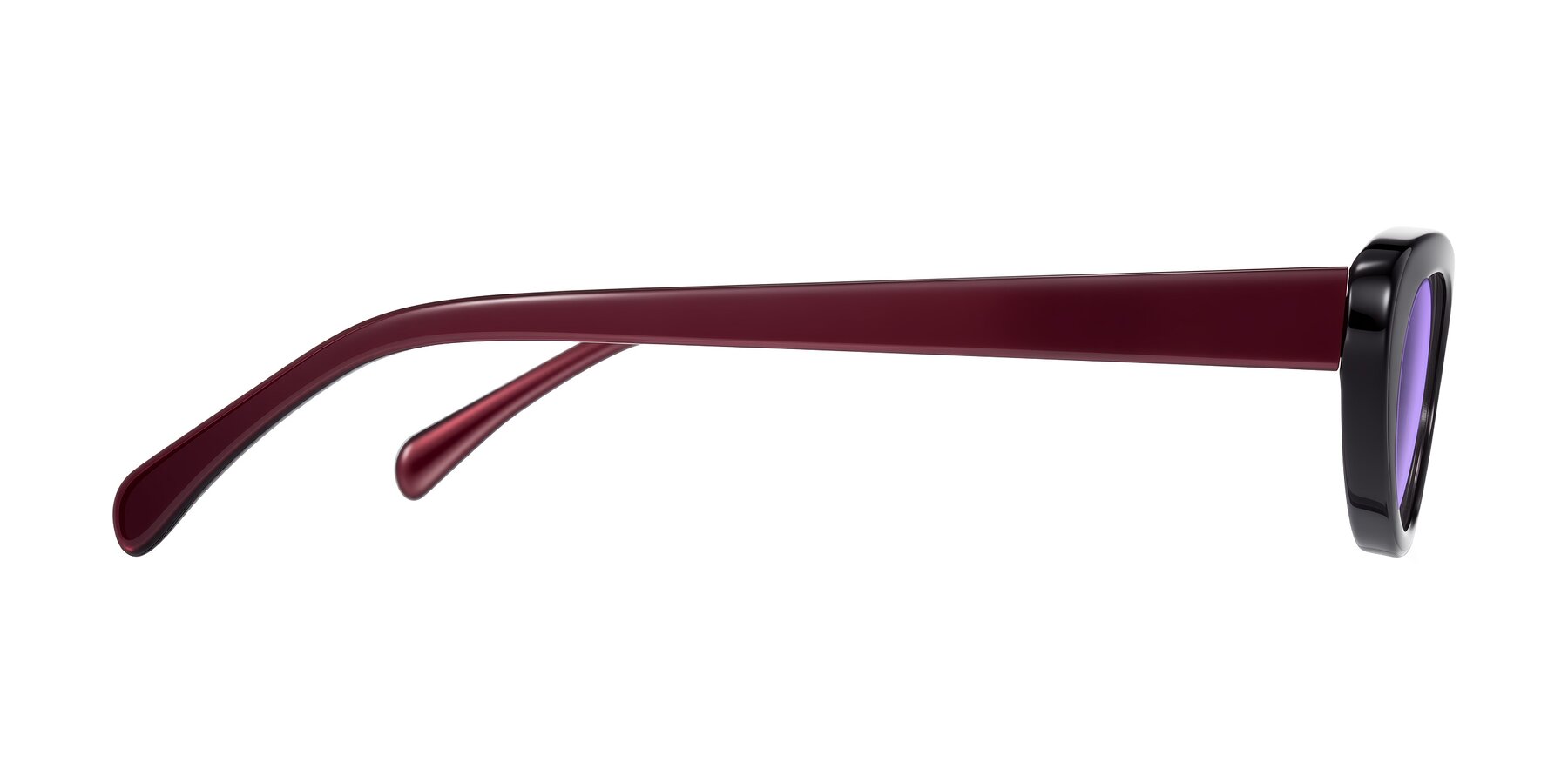 Side of Baggot in Pearlescent Burgundy with Medium Purple Tinted Lenses