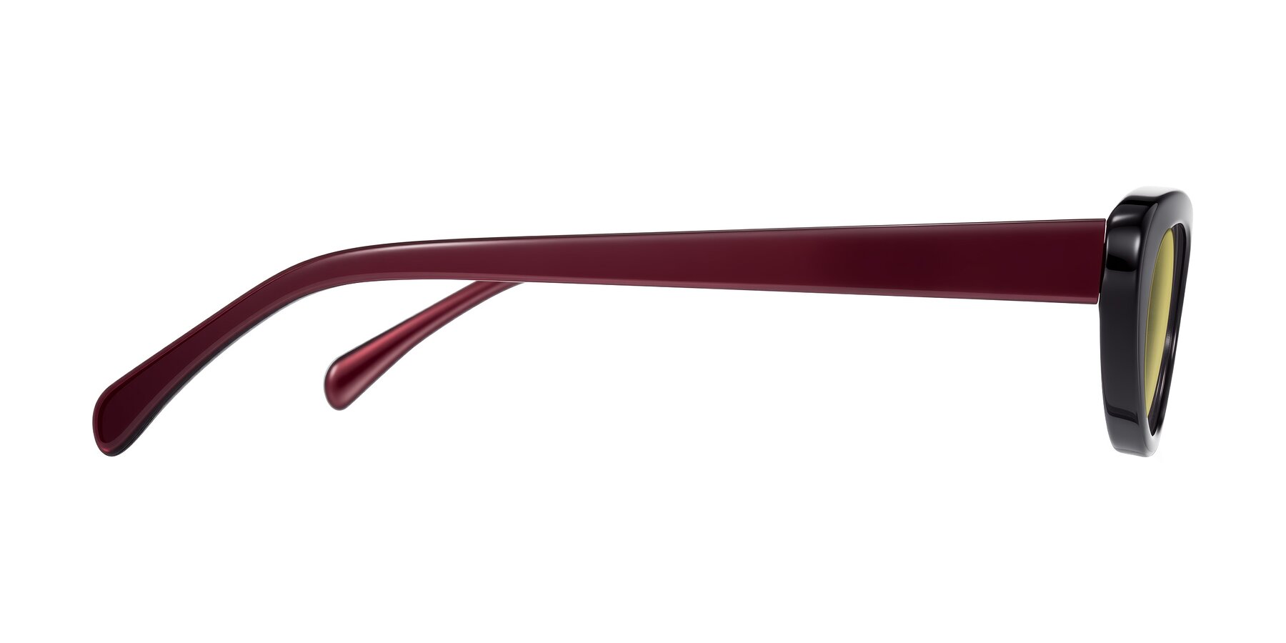 Side of Baggot in Pearlescent Burgundy with Medium Champagne Tinted Lenses