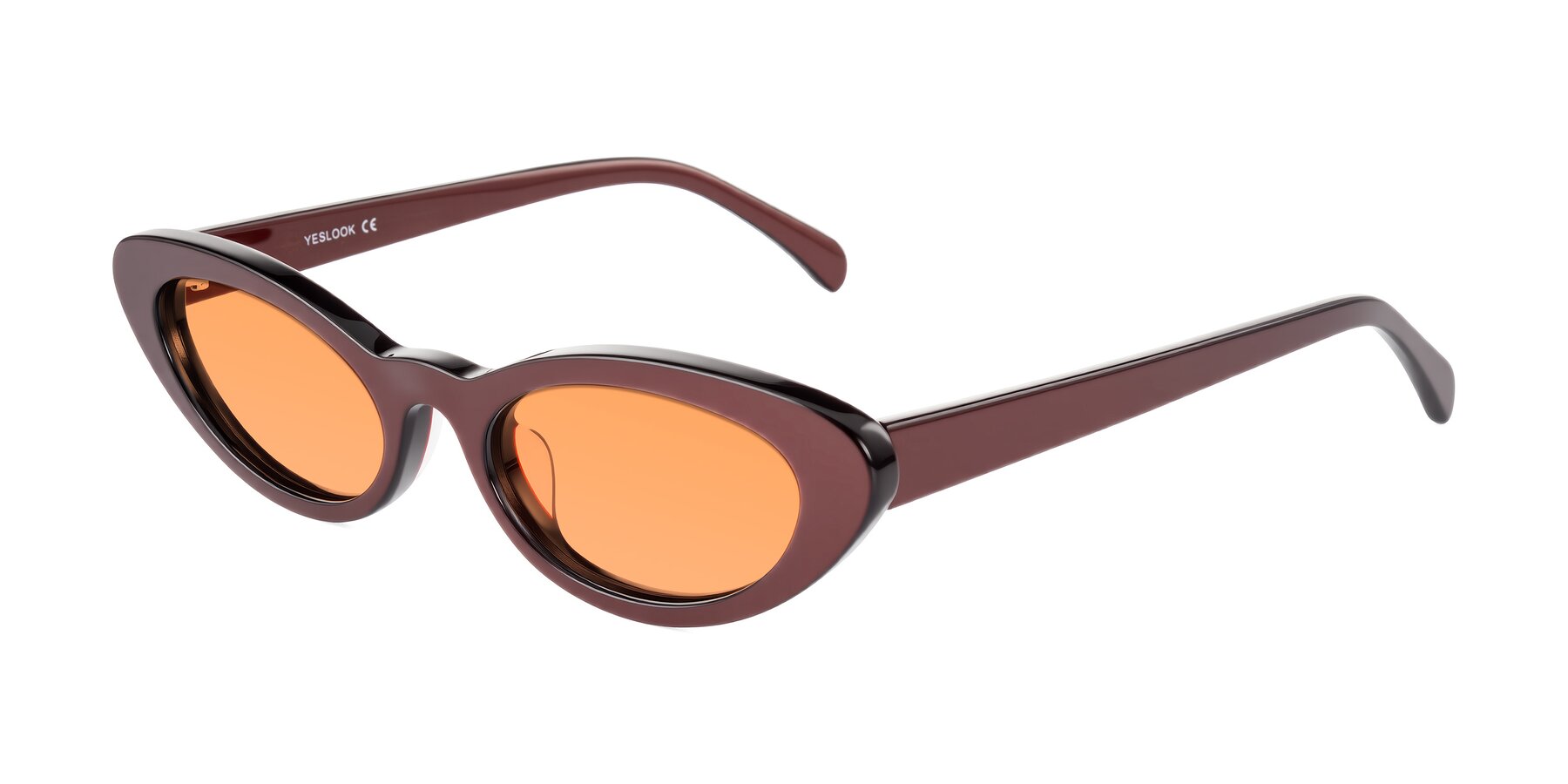 Angle of Baggot in Pearlescent Burgundy with Medium Orange Tinted Lenses