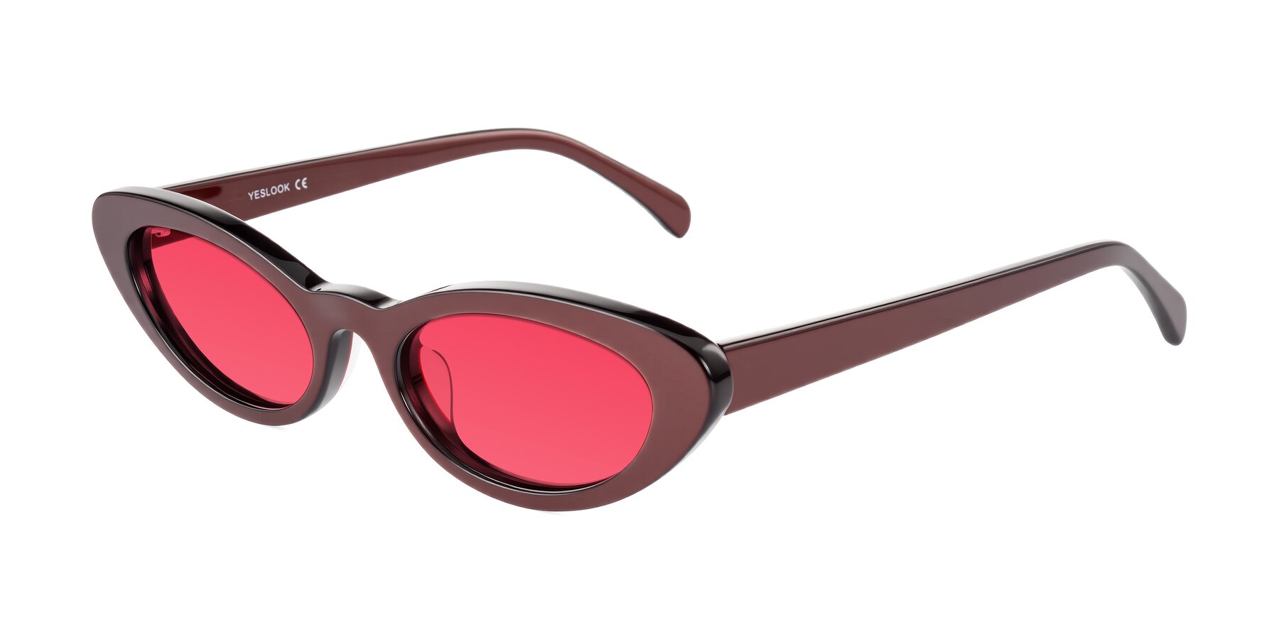Angle of Baggot in Pearlescent Burgundy with Red Tinted Lenses