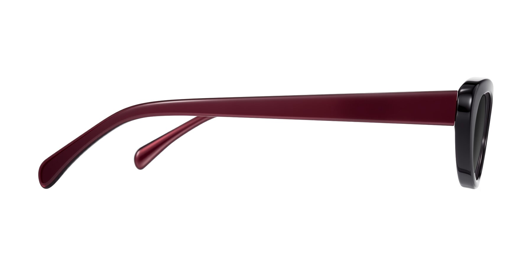 Side of Baggot in Pearlescent Burgundy with Gray Tinted Lenses