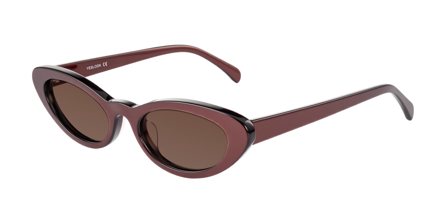 Angle of Baggot in Pearlescent Burgundy with Brown Tinted Lenses