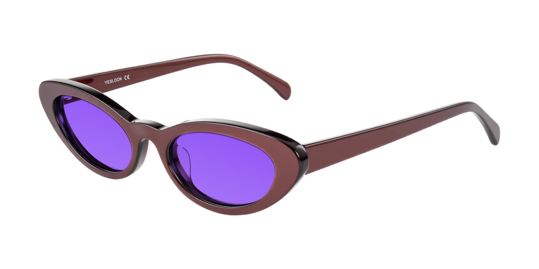 Angle of Baggot in Pearlescent Burgundy with Purple Tinted Lenses