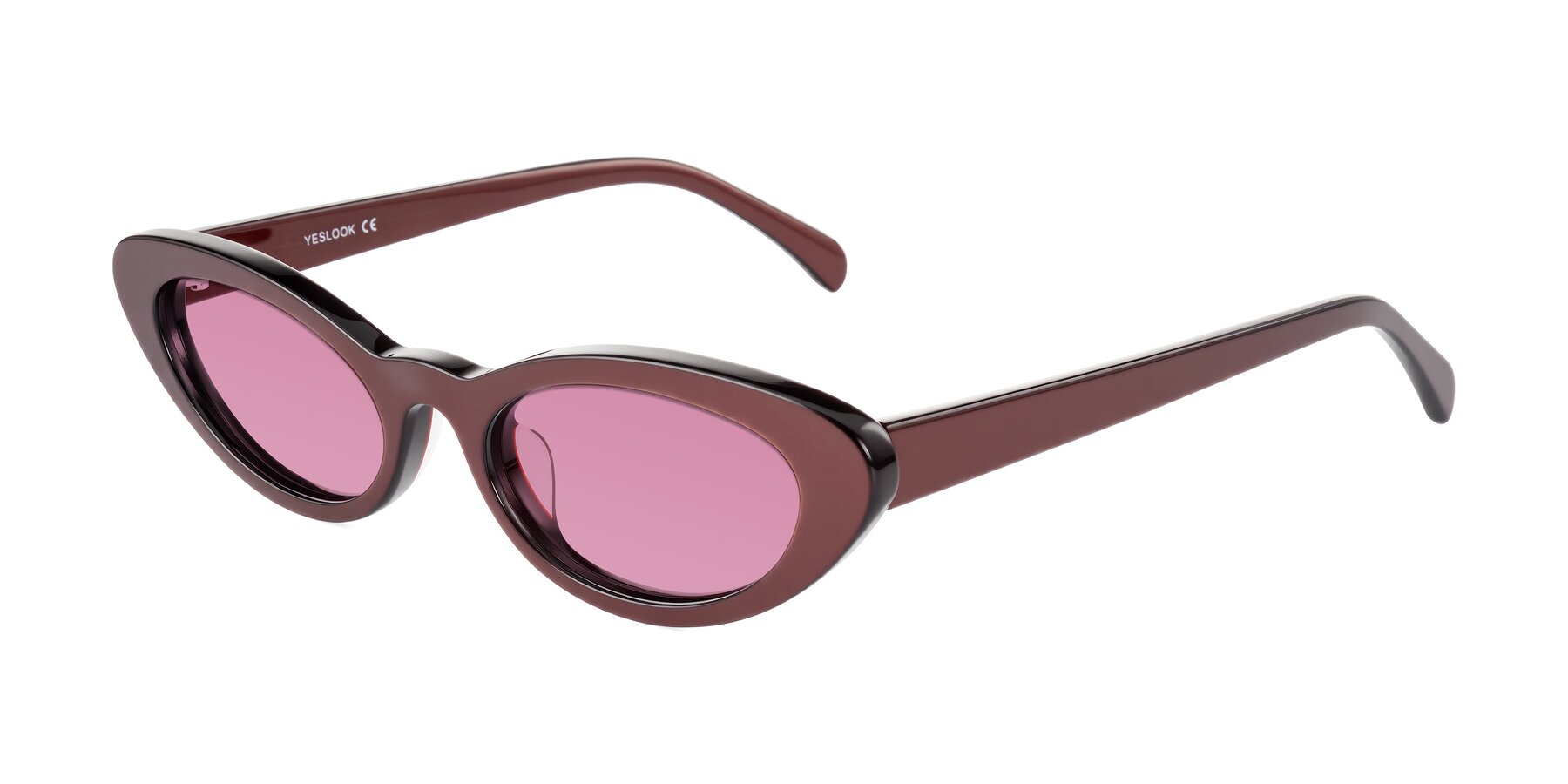 Angle of Baggot in Pearlescent Burgundy with Medium Wine Tinted Lenses
