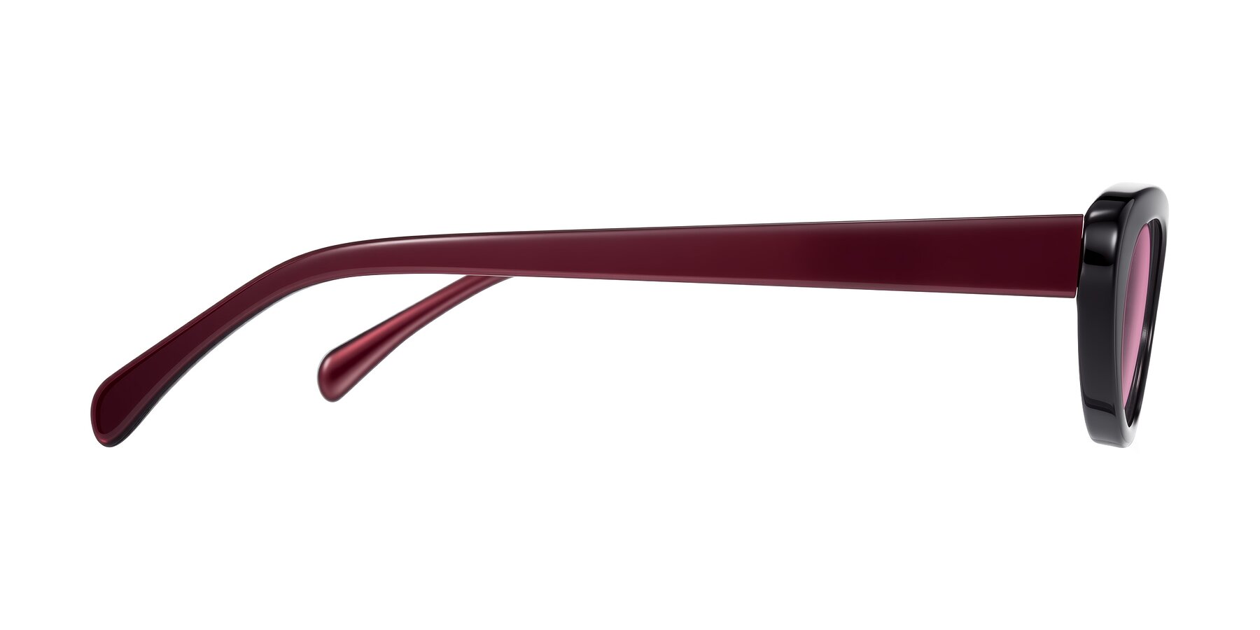 Side of Baggot in Pearlescent Burgundy with Medium Wine Tinted Lenses