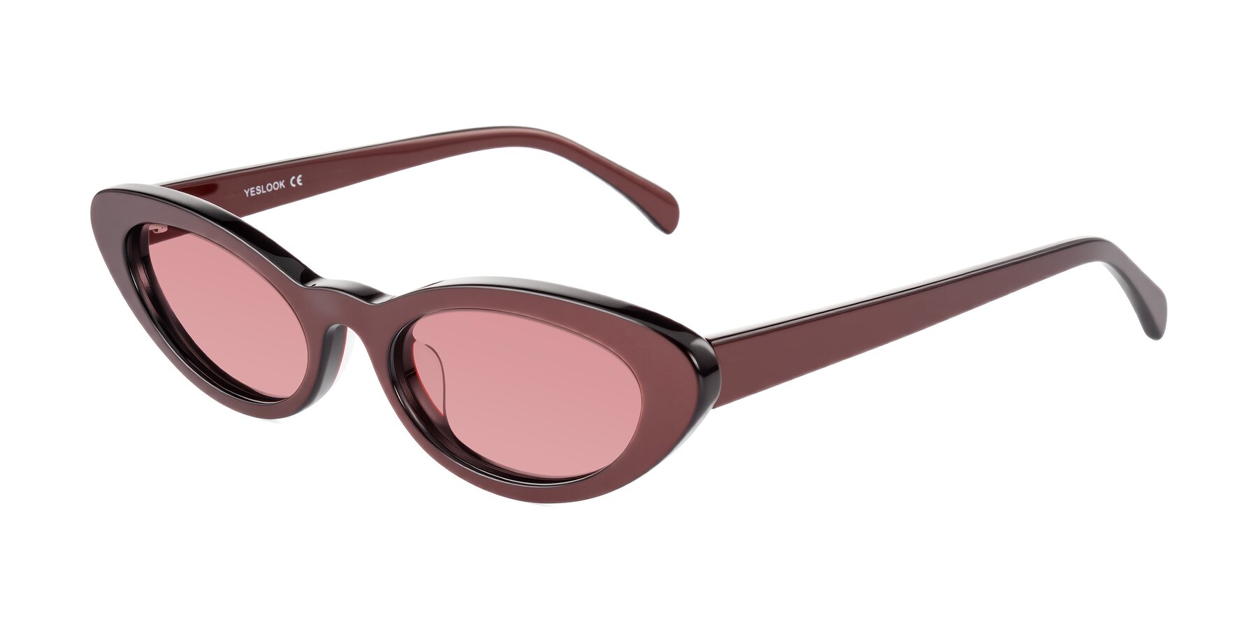 Angle of Baggot in Pearlescent Burgundy with Medium Garnet Tinted Lenses