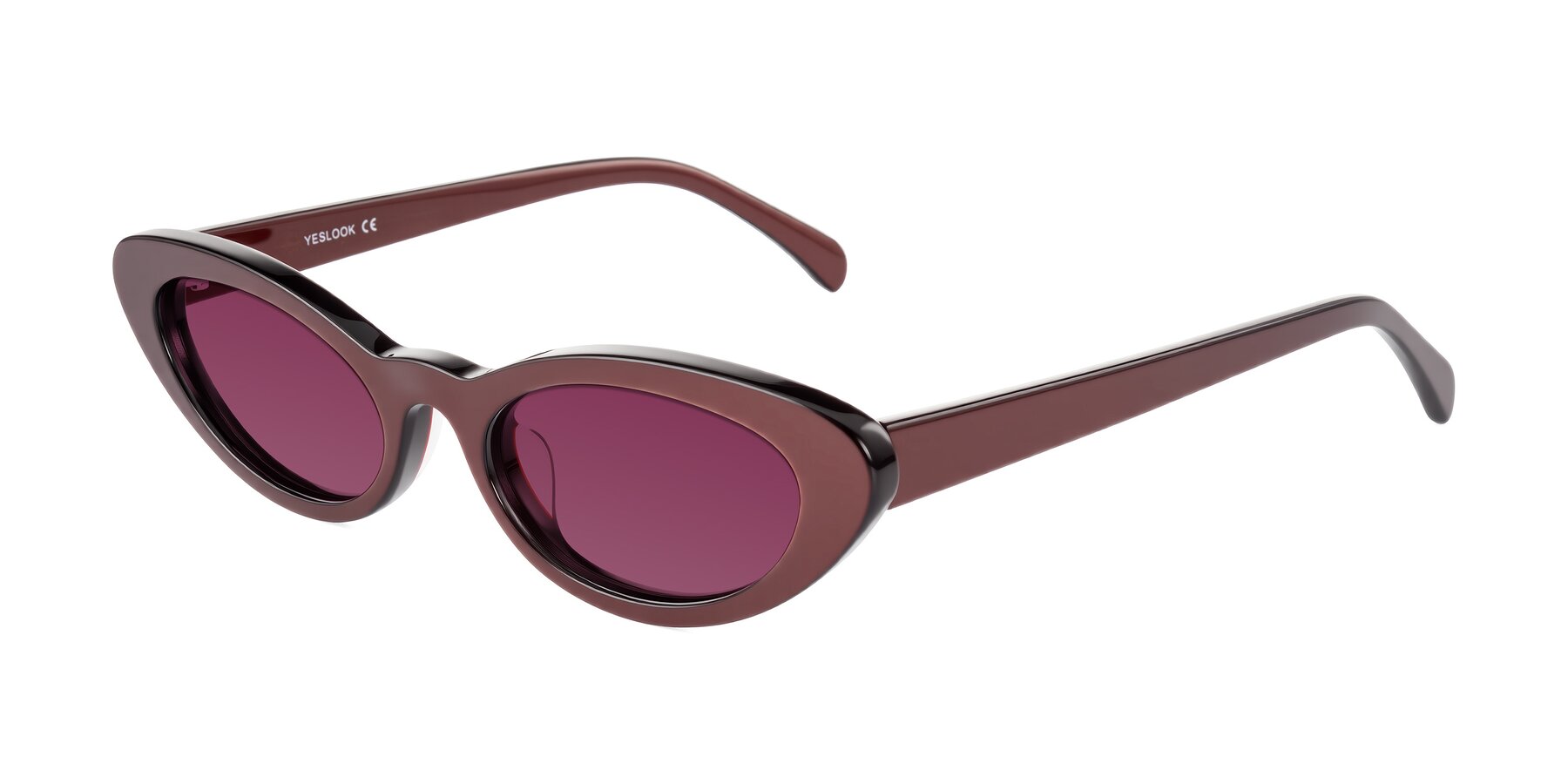 Angle of Baggot in Pearlescent Burgundy with Wine Tinted Lenses