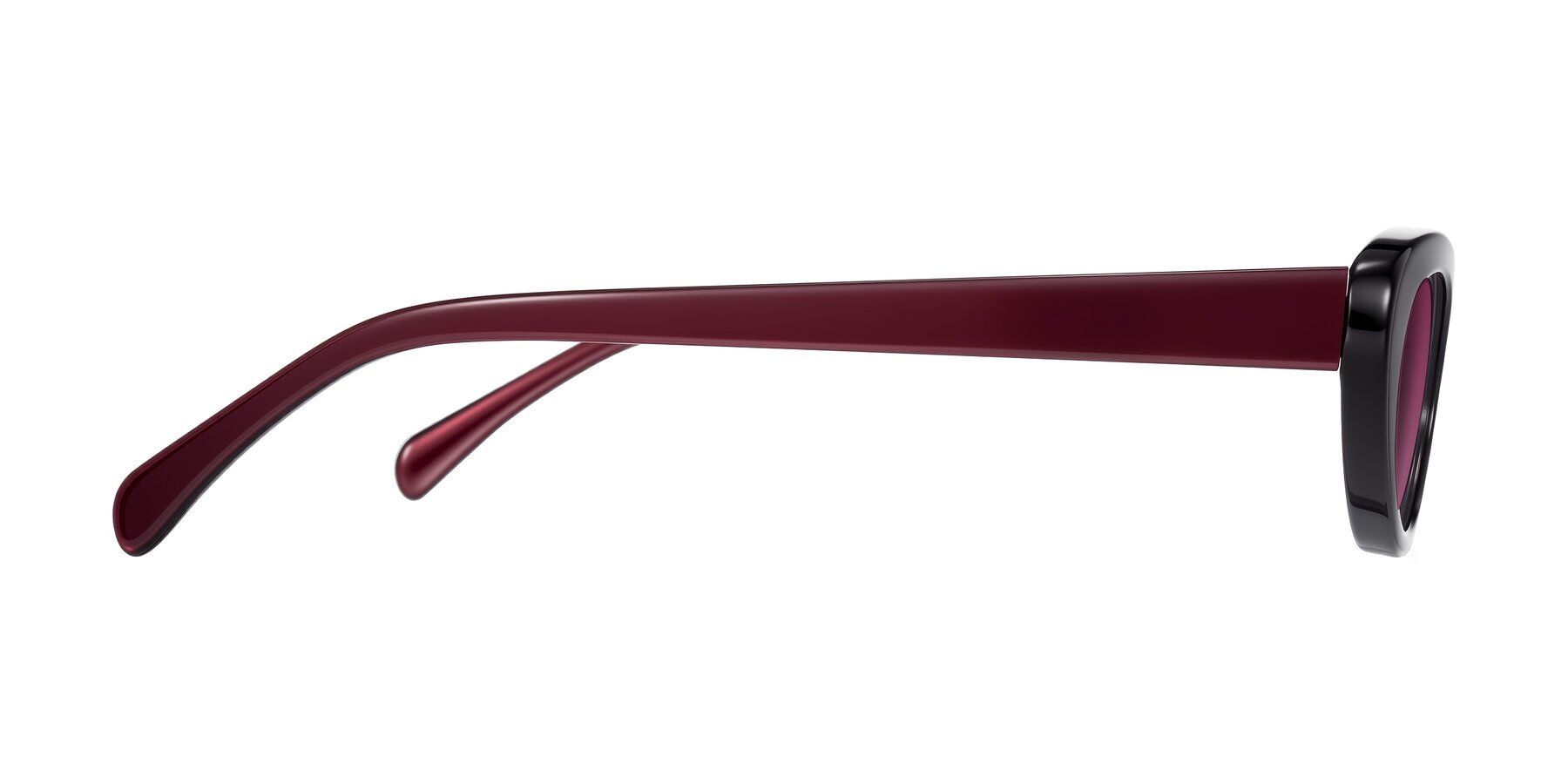 Side of Baggot in Pearlescent Burgundy with Wine Tinted Lenses
