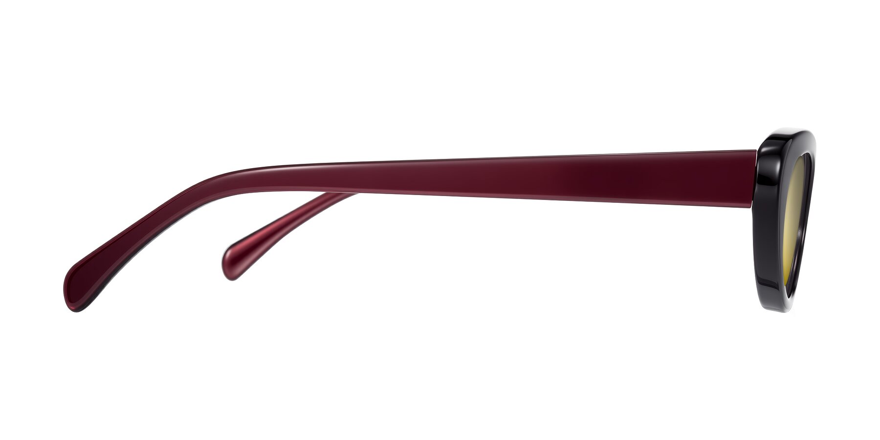 Side of Baggot in Pearlescent Burgundy with Gold Mirrored Lenses