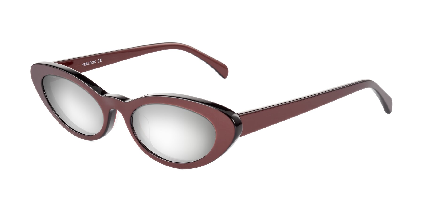Angle of Baggot in Pearlescent Burgundy with Silver Mirrored Lenses
