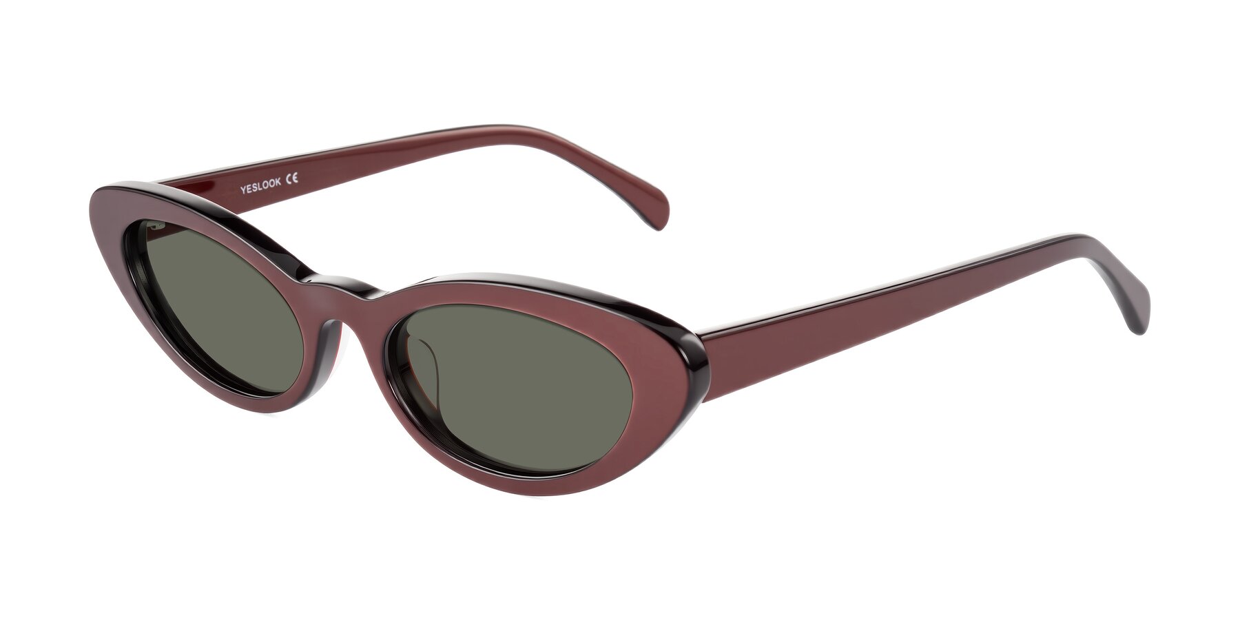 Angle of Baggot in Pearlescent Burgundy with Gray Polarized Lenses