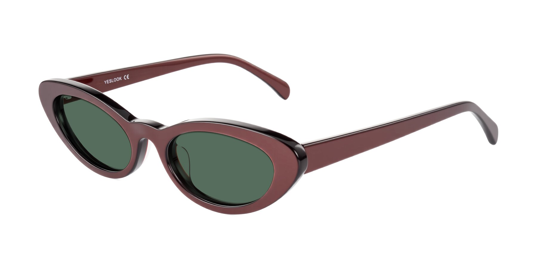 Angle of Baggot in Pearlescent Burgundy with Green Polarized Lenses