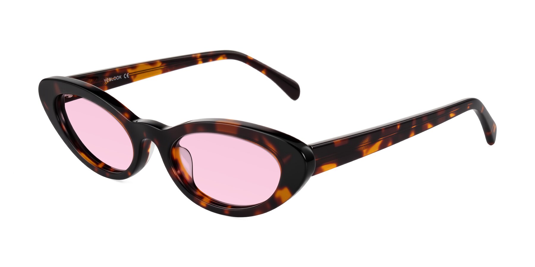 Angle of Baggot in Tortoise with Light Pink Tinted Lenses