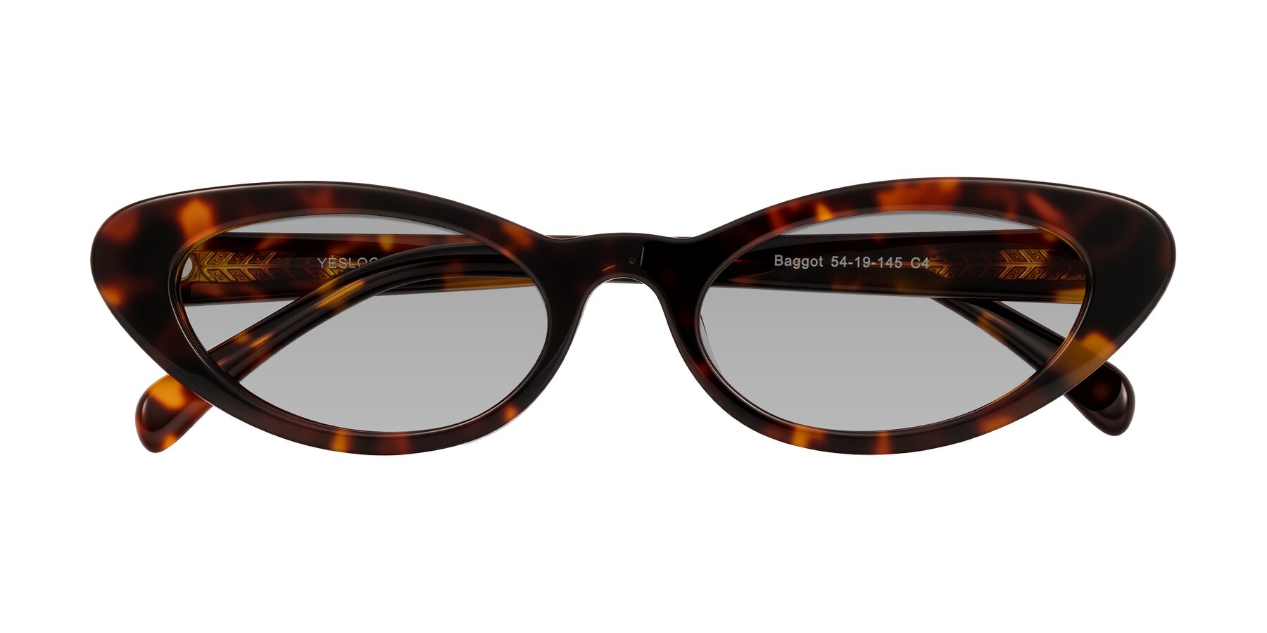 Folded Front of Baggot in Tortoise with Light Gray Tinted Lenses