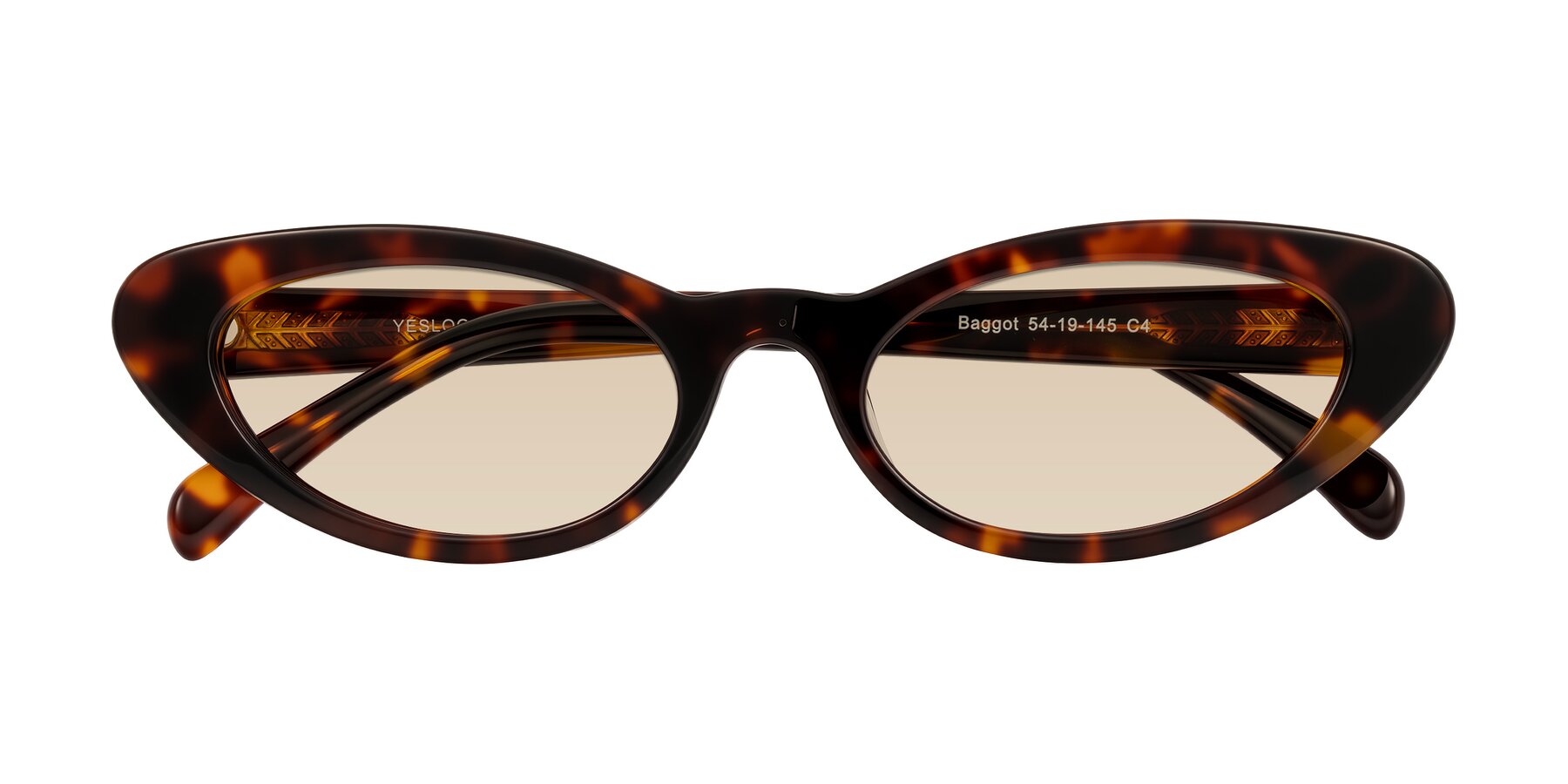 Folded Front of Baggot in Tortoise with Light Brown Tinted Lenses