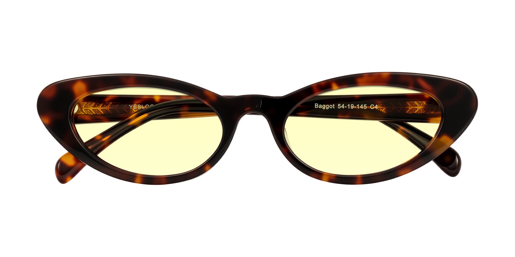 Folded Front of Baggot in Tortoise with Light Yellow Tinted Lenses