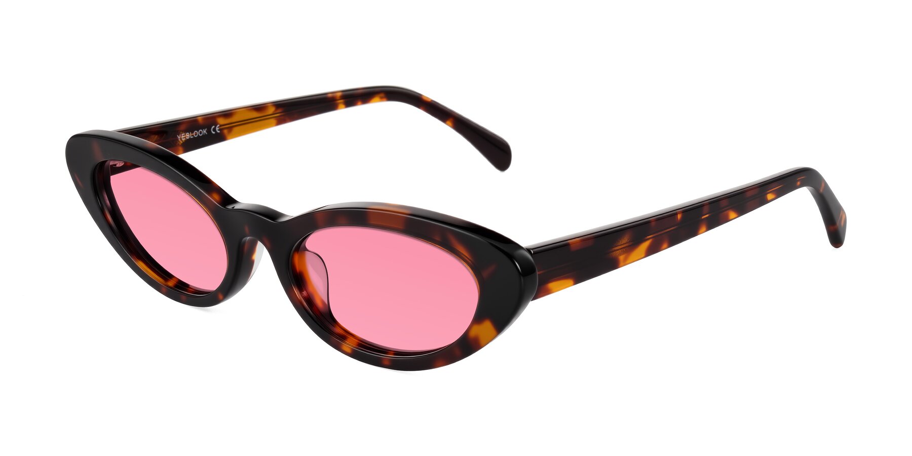 Angle of Baggot in Tortoise with Pink Tinted Lenses