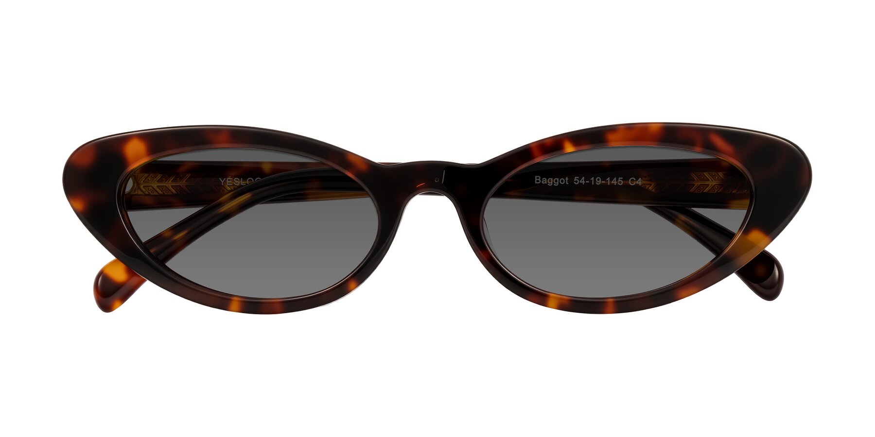 Folded Front of Baggot in Tortoise with Medium Gray Tinted Lenses